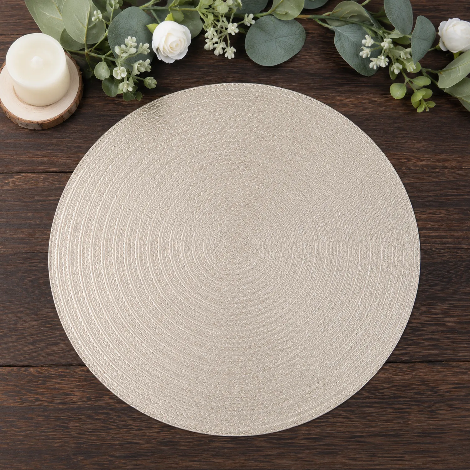 Rundes rutschfestes Platzset 38 cm Creme-Nerlidorn