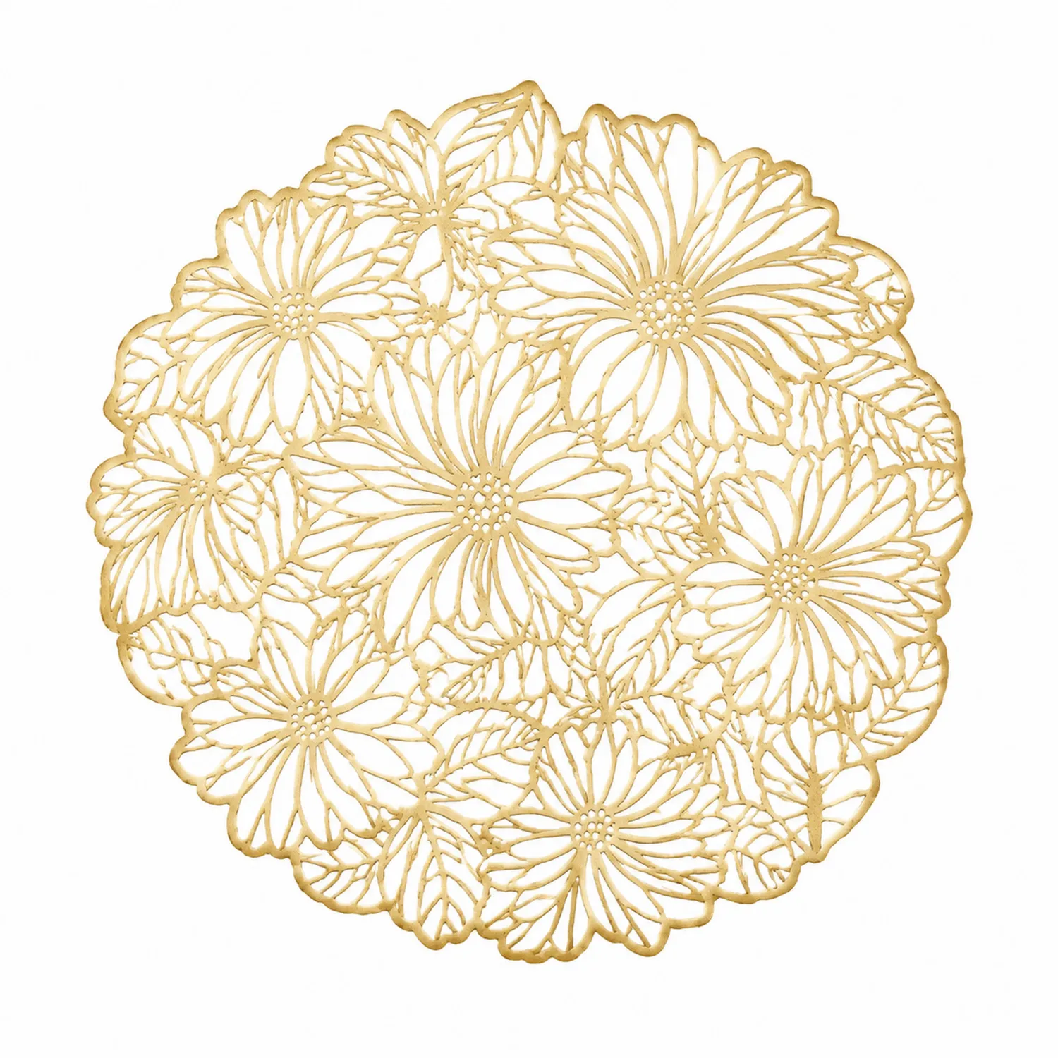 Runde Tischmatte mit Blumenmuster in Gold-Nerlidorn