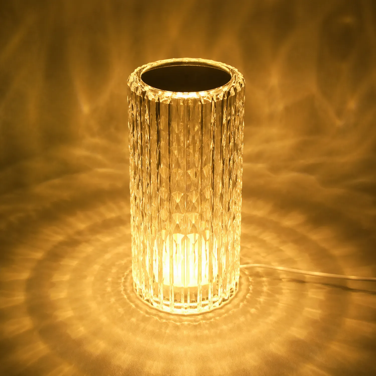 LED Kristalltischlampe Zylinderform warmweiß-norvivon