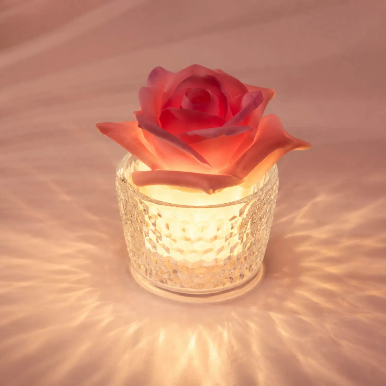 Rosa LED-Nachtlicht mit Glasboden für Tischdeko-norvivon