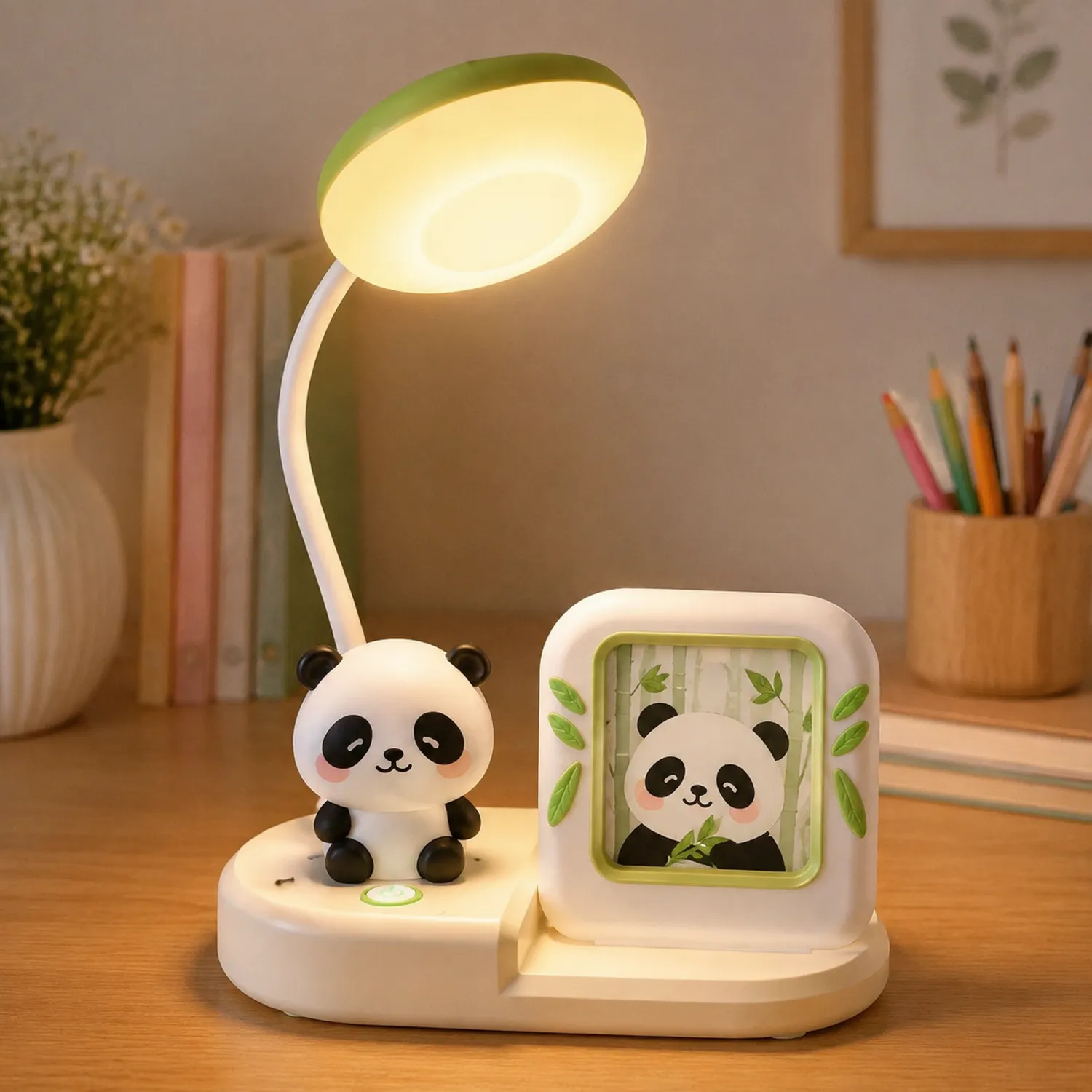 LED-Kinder-Tischlampe im Panda-Design mit Touch-Steuerung, Weiß/Schwarz-norvivon