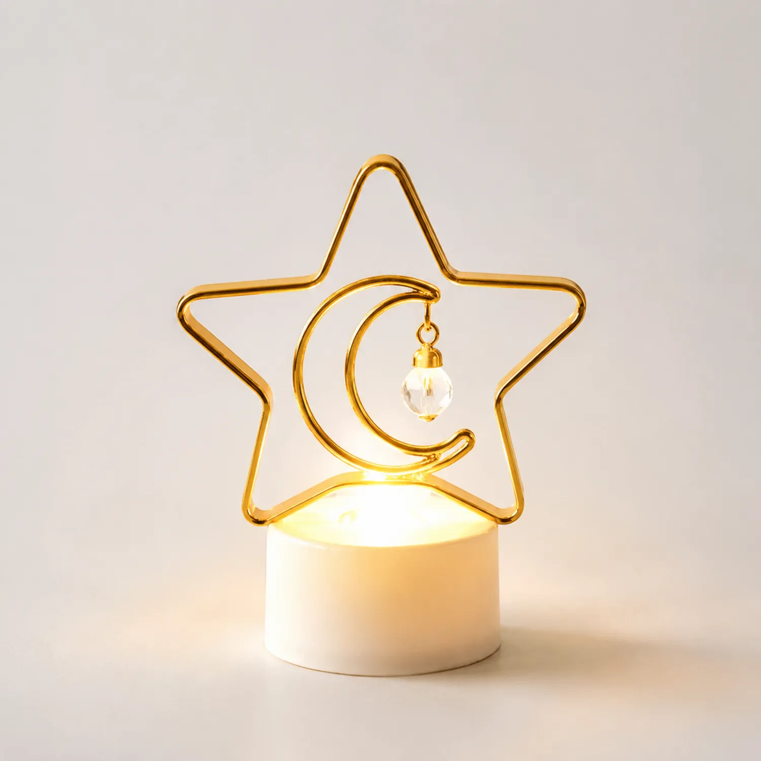 LED Tischlampe Stern Mond Design mit Kristallanhänger in Gold-norvivon