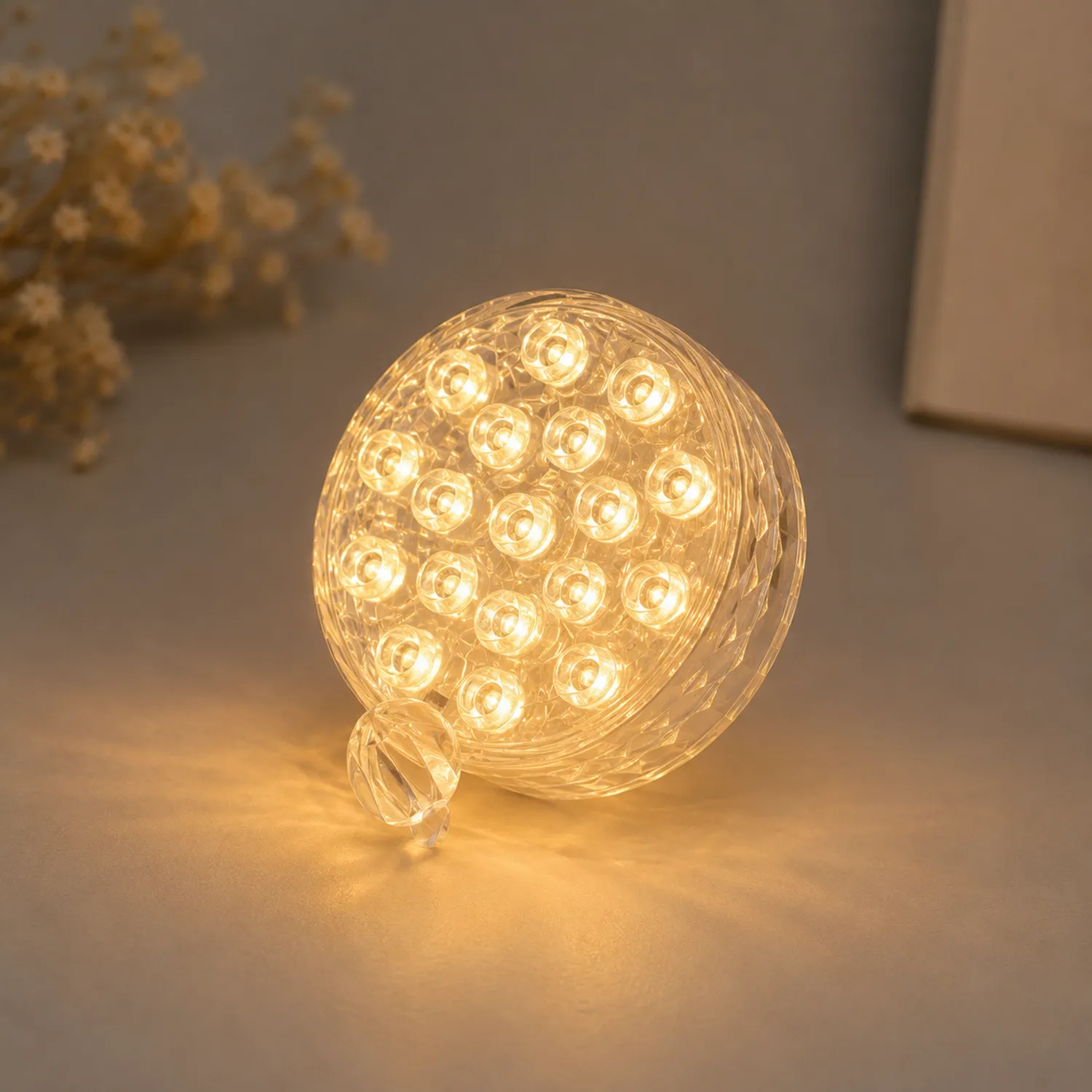 Rundes LED-Nachtlicht Warmweiß mit Kristalloptik-norvivon