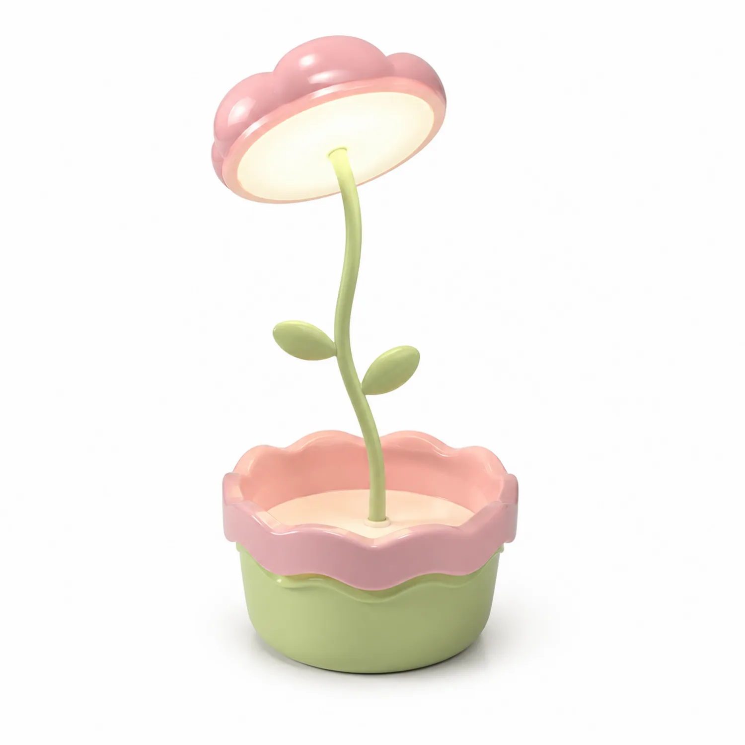 LED Tischleuchte in Blumenform, Rosa und Grün-norvivon