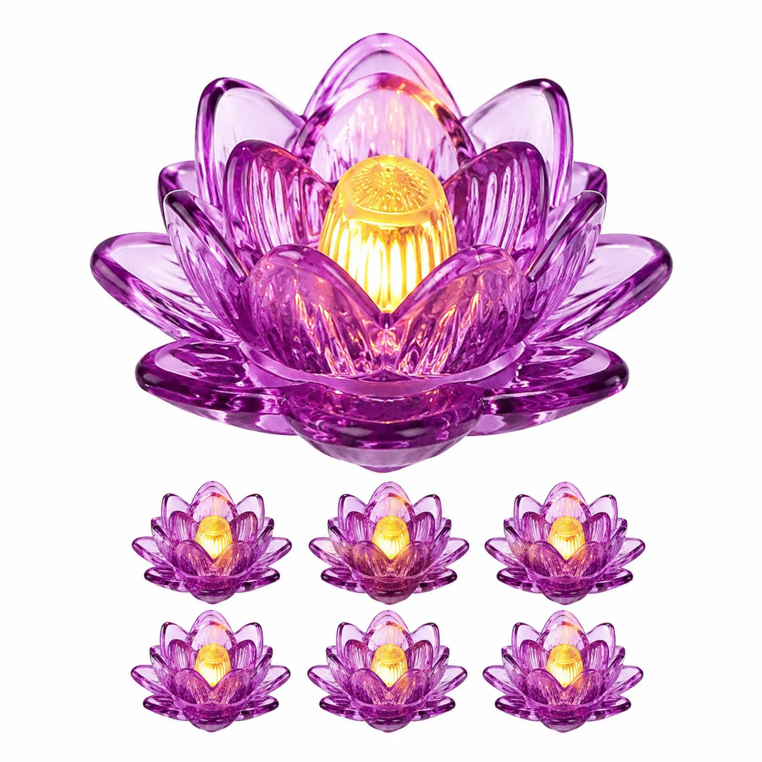 6er Set LED Lotuslampen Violett-norvivon