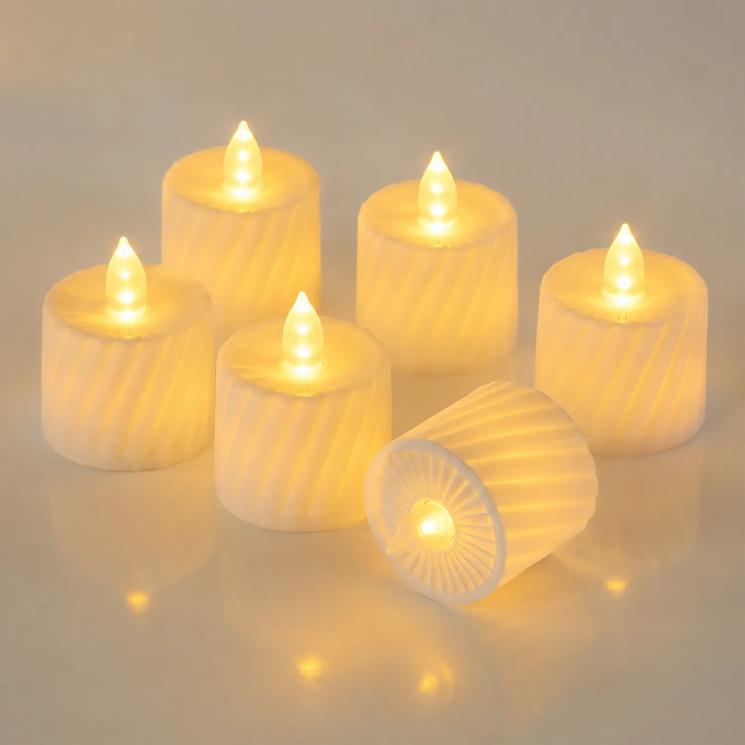 6er Set Flammenlose LED-Teelichter Warmweiß Dekoration-norvivon