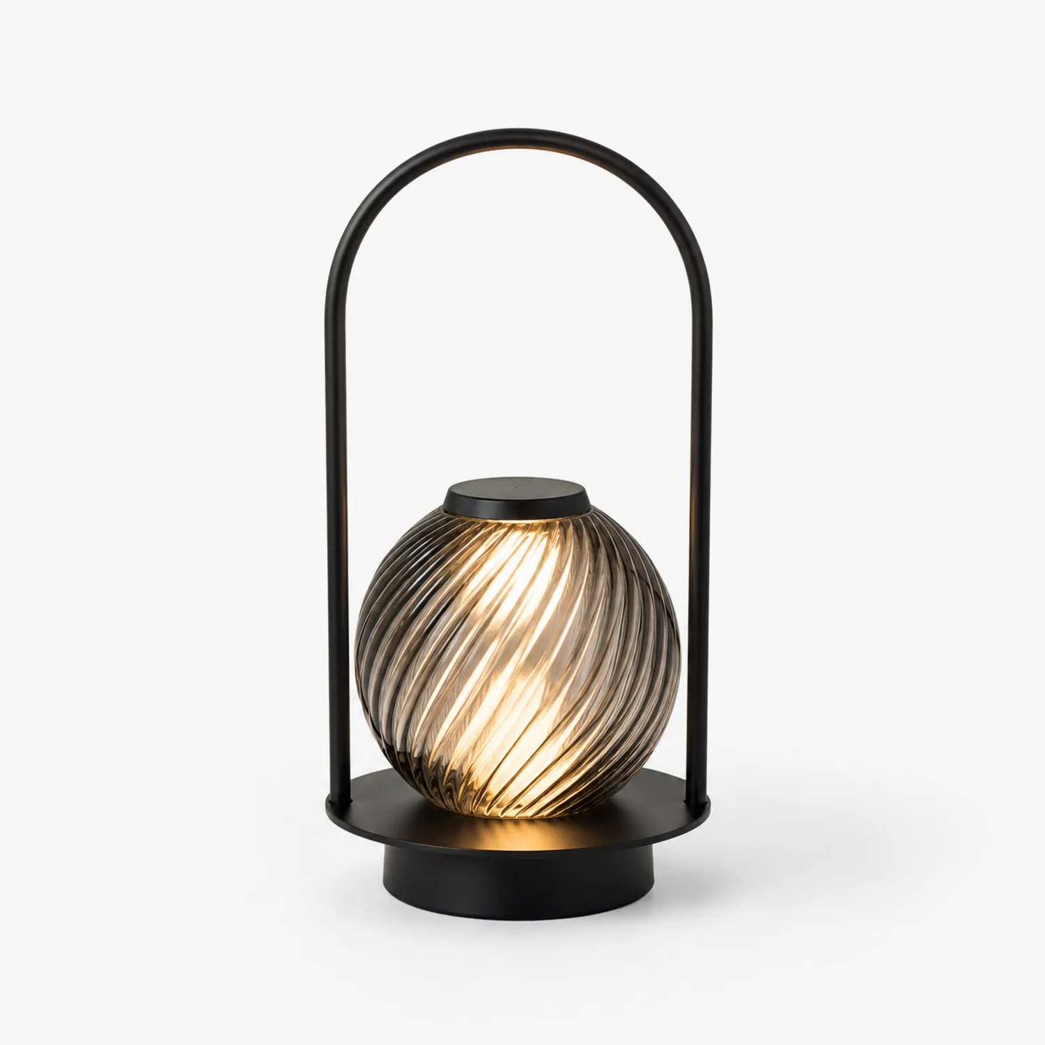LED Tischlampe Schwarz mit Glas-Schirm-norvivon