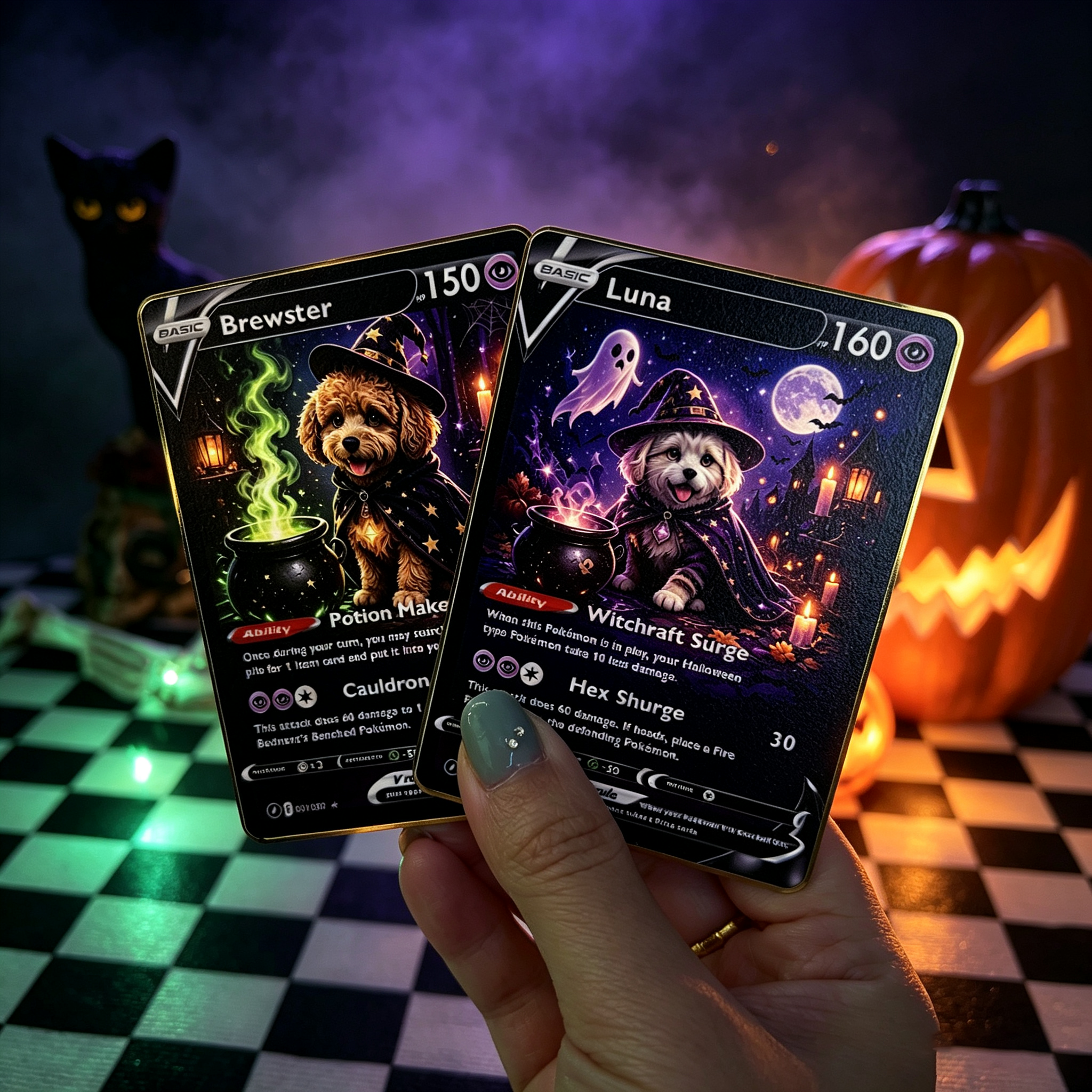 Halloween Magical Pets Custom Collectible Trading Cards 🎃