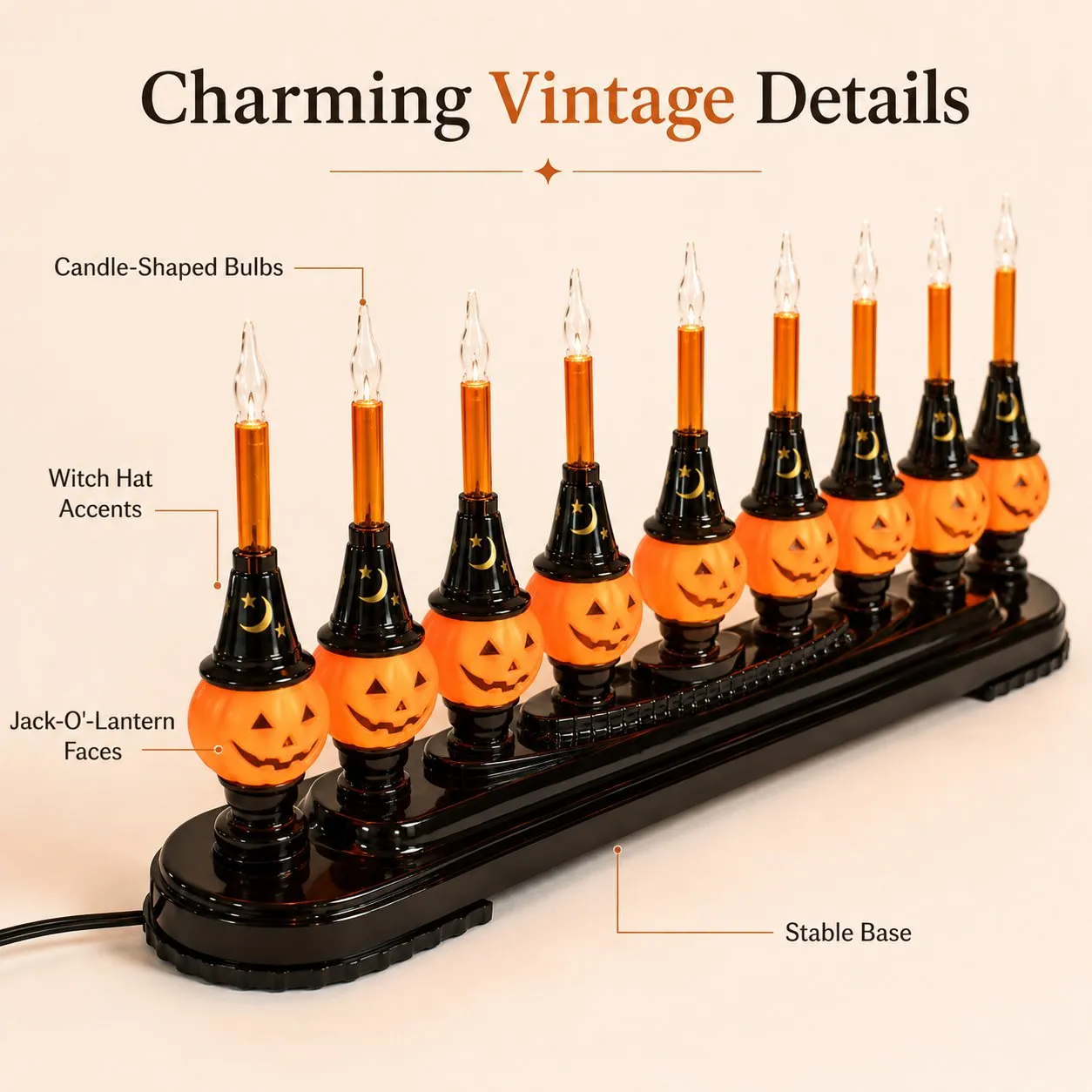 CaseMasterTCG™ 9 Pumpkin Halloween Lights | Glowing Jack-o'-Lantern String Lights for Indoor & Outdoor Décor