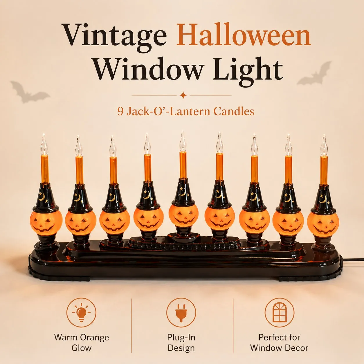 CaseMasterTCG™ 9 Pumpkin Halloween Lights | Glowing Jack-o'-Lantern String Lights for Indoor & Outdoor Décor