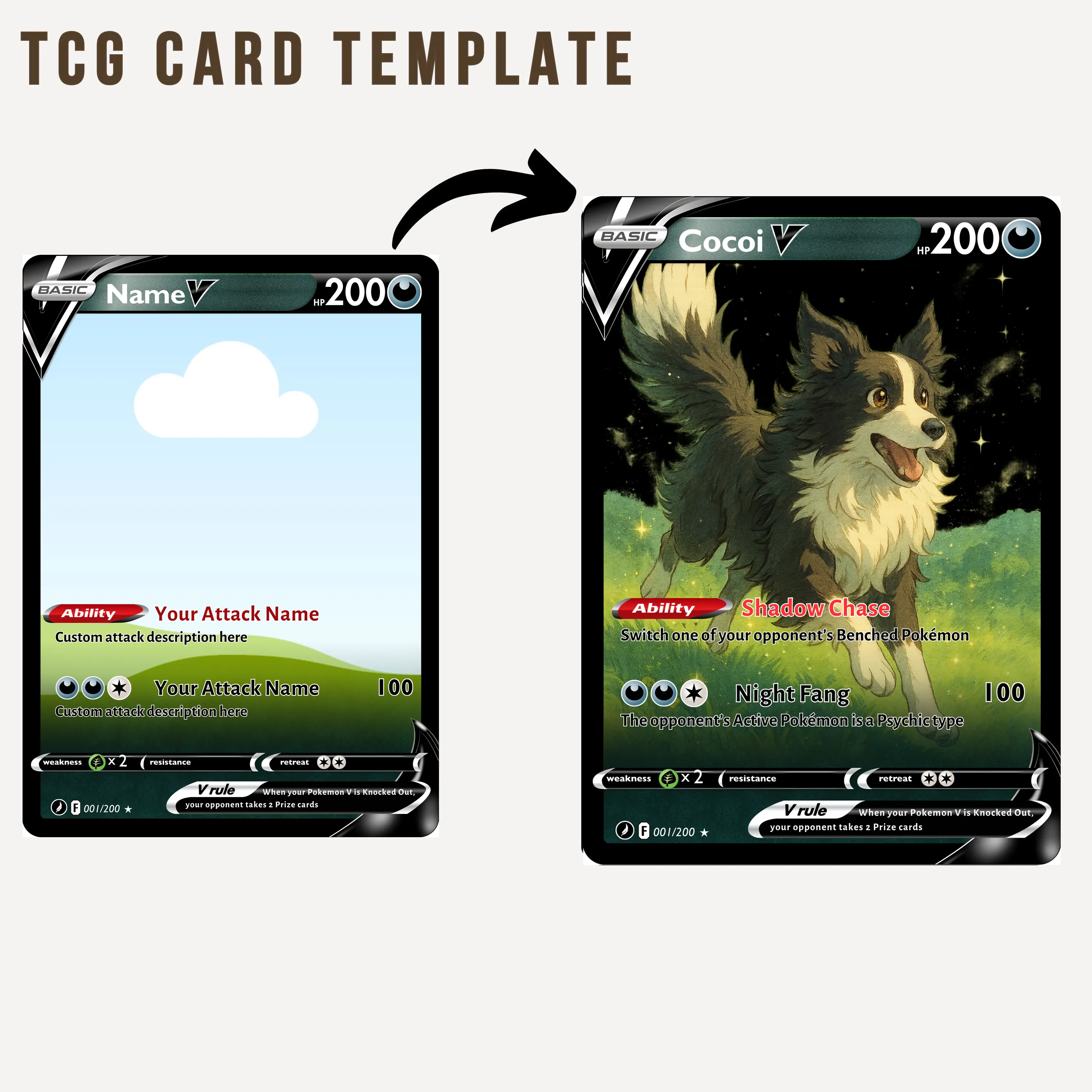 Custom Anime Pet 8 Types V Card For Pet Lovers