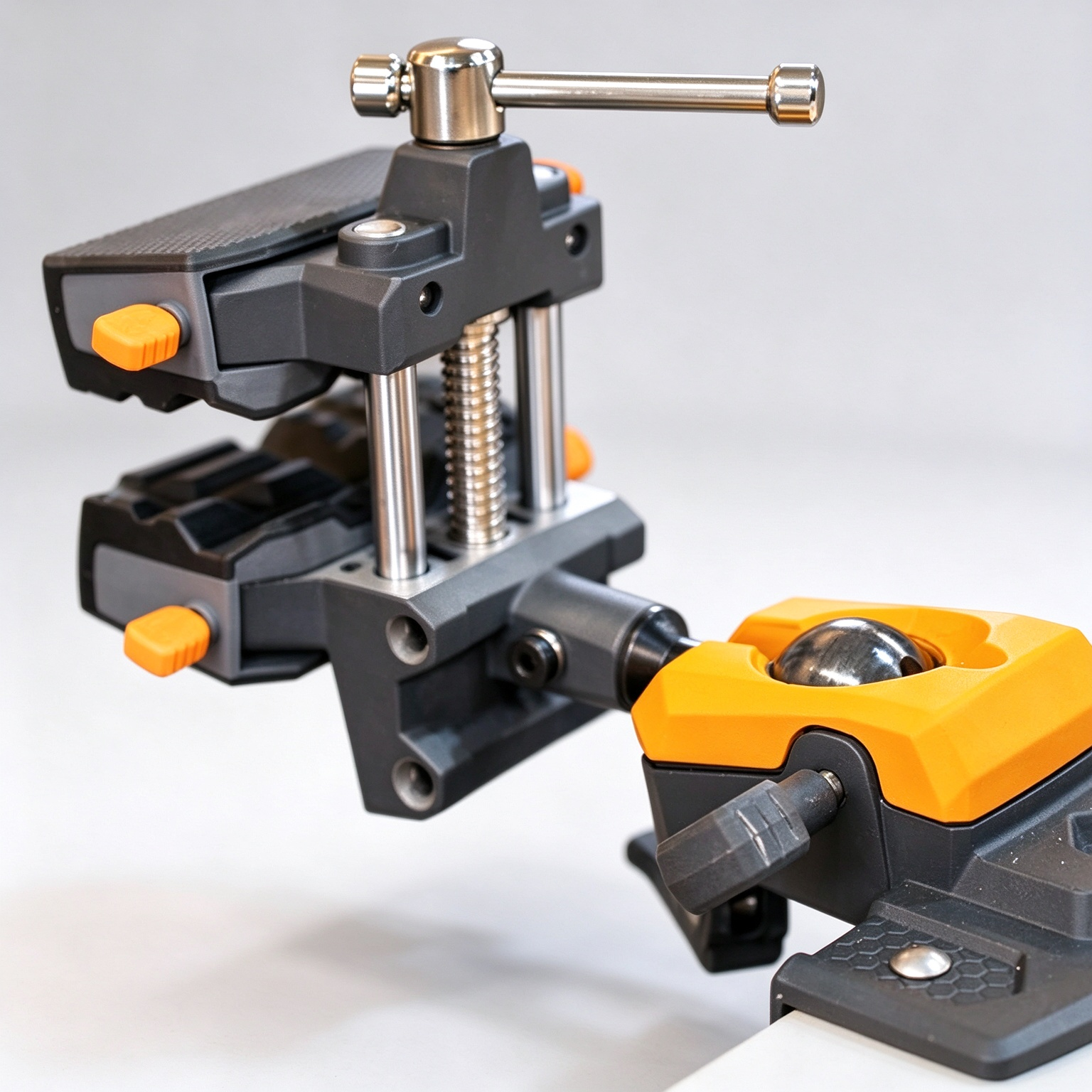 360° Articulating Bench Vise – Lock Any Angle With One Hand, 8 Locking Positions, Swap-In Jaw Pads, Base & XL