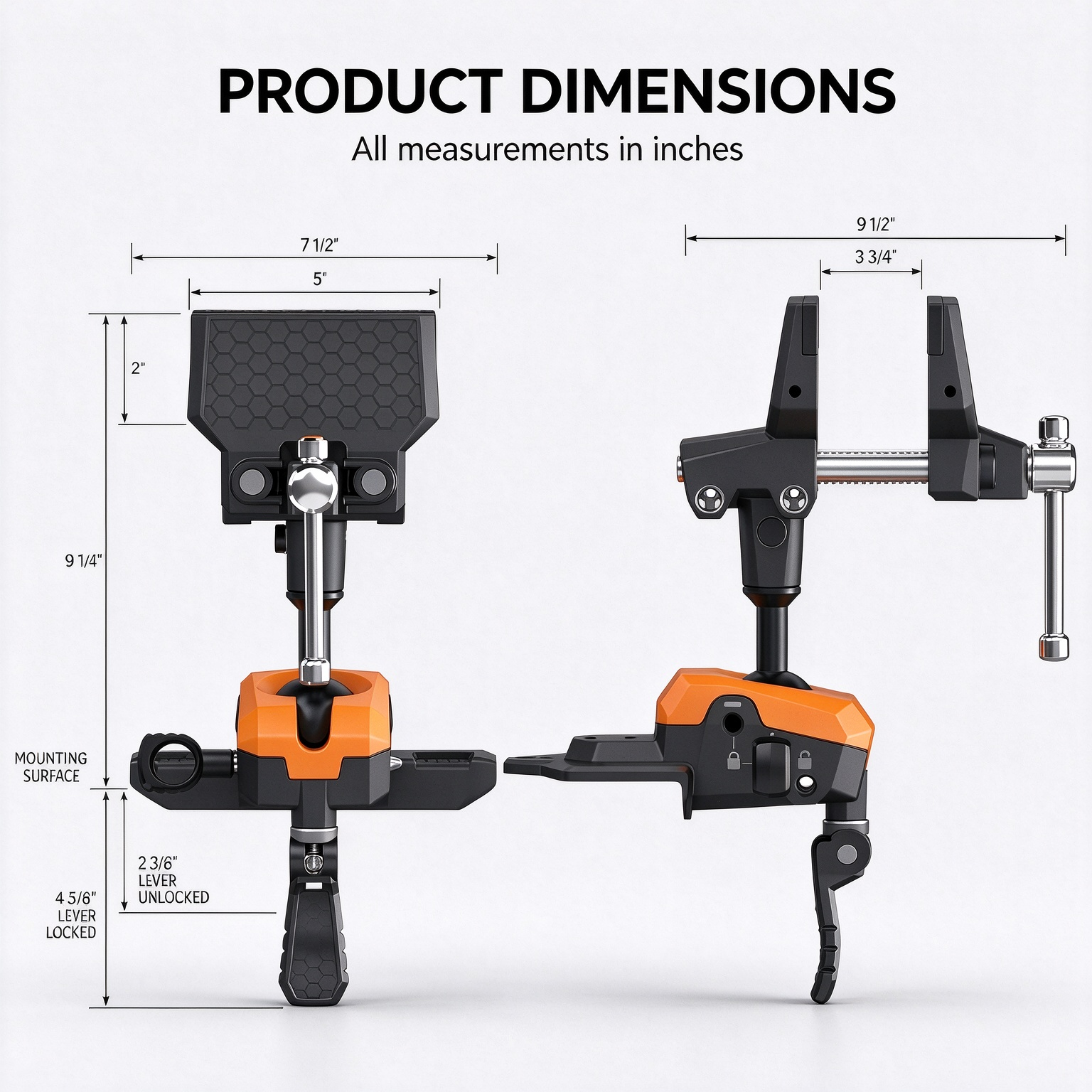 360° Articulating Bench Vise – Lock Any Angle With One Hand, 8 Locking Positions, Swap-In Jaw Pads, Base & XL