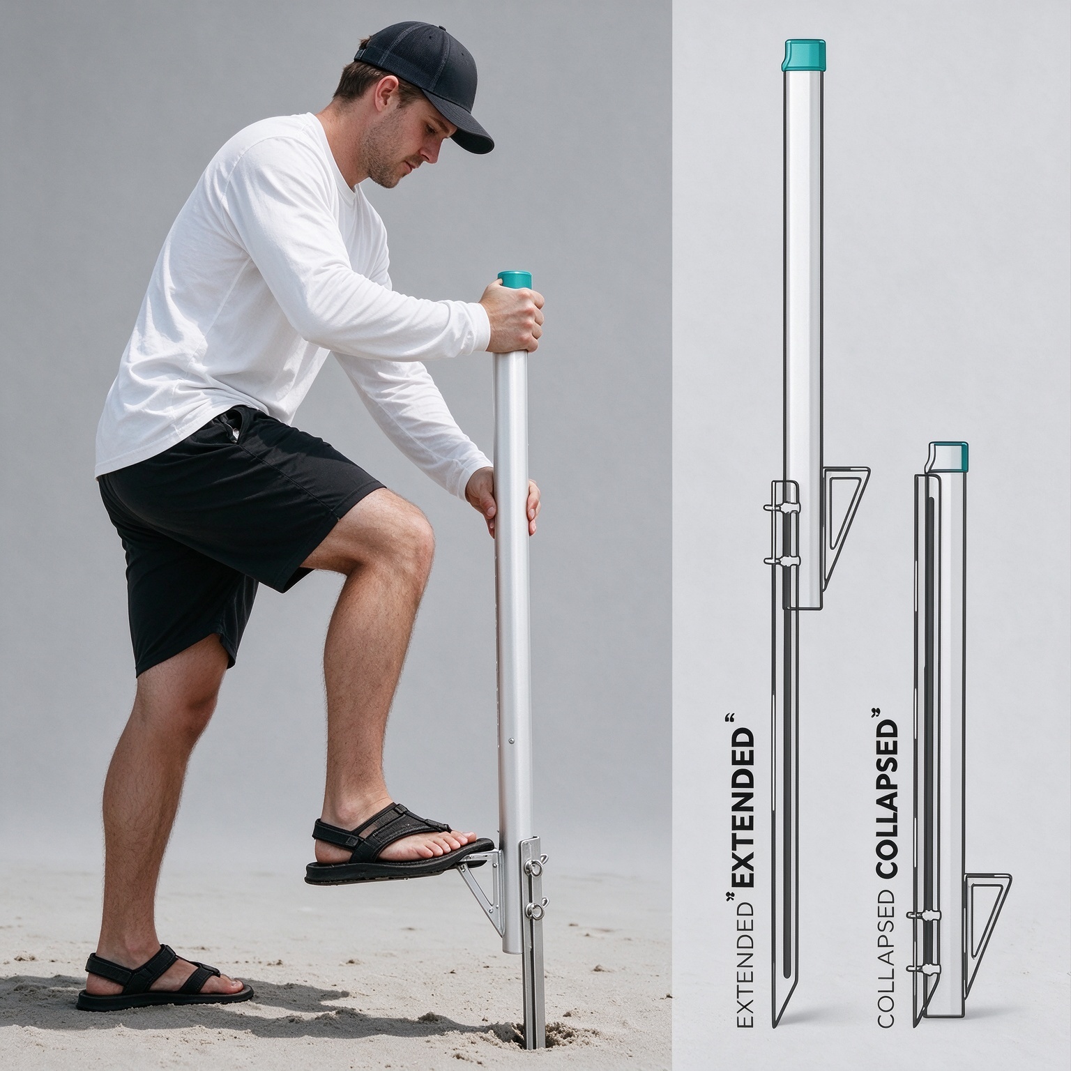 Collapsible Surf Fishing Rod Spike