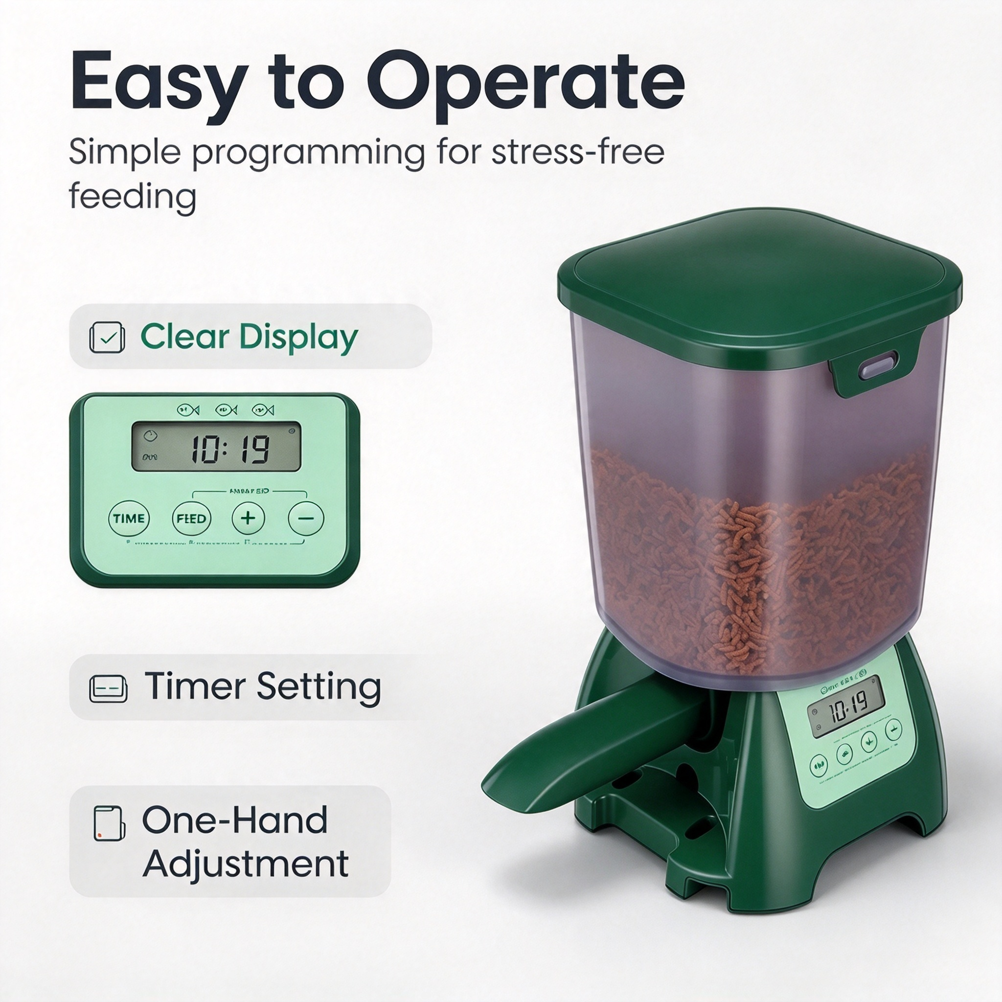 Automatic Pond Fish Feeder – 7L Capacity, Programmable LCD Timer, Weather-Resistant, Battery Operated
