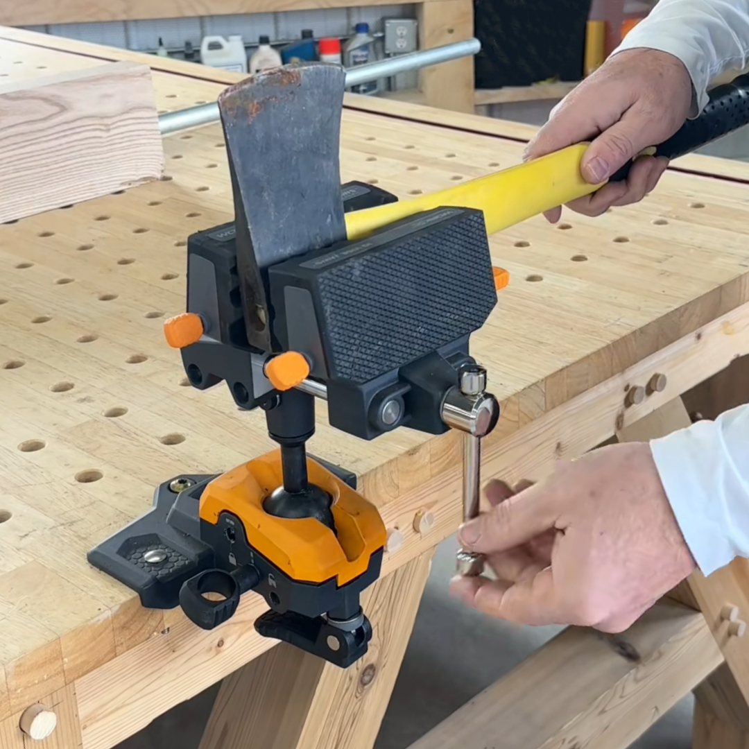360° Articulating Bench Vise – Lock Any Angle With One Hand, 8 Locking Positions, Swap-In Jaw Pads, Base & XL