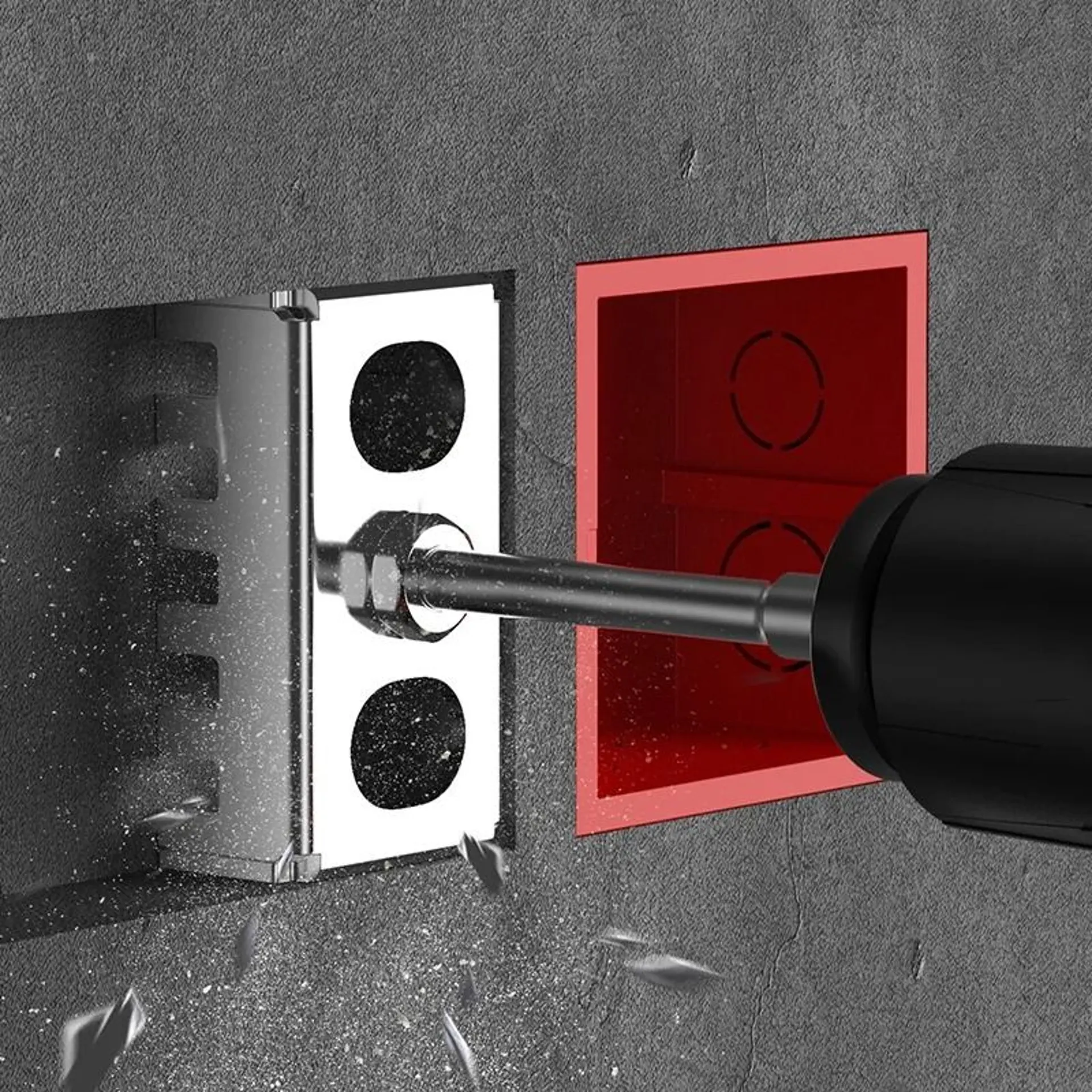 Square Hole Cutter – One-Step 86-Type Box Opening in Brick & Concrete, SDS Plus Compatible