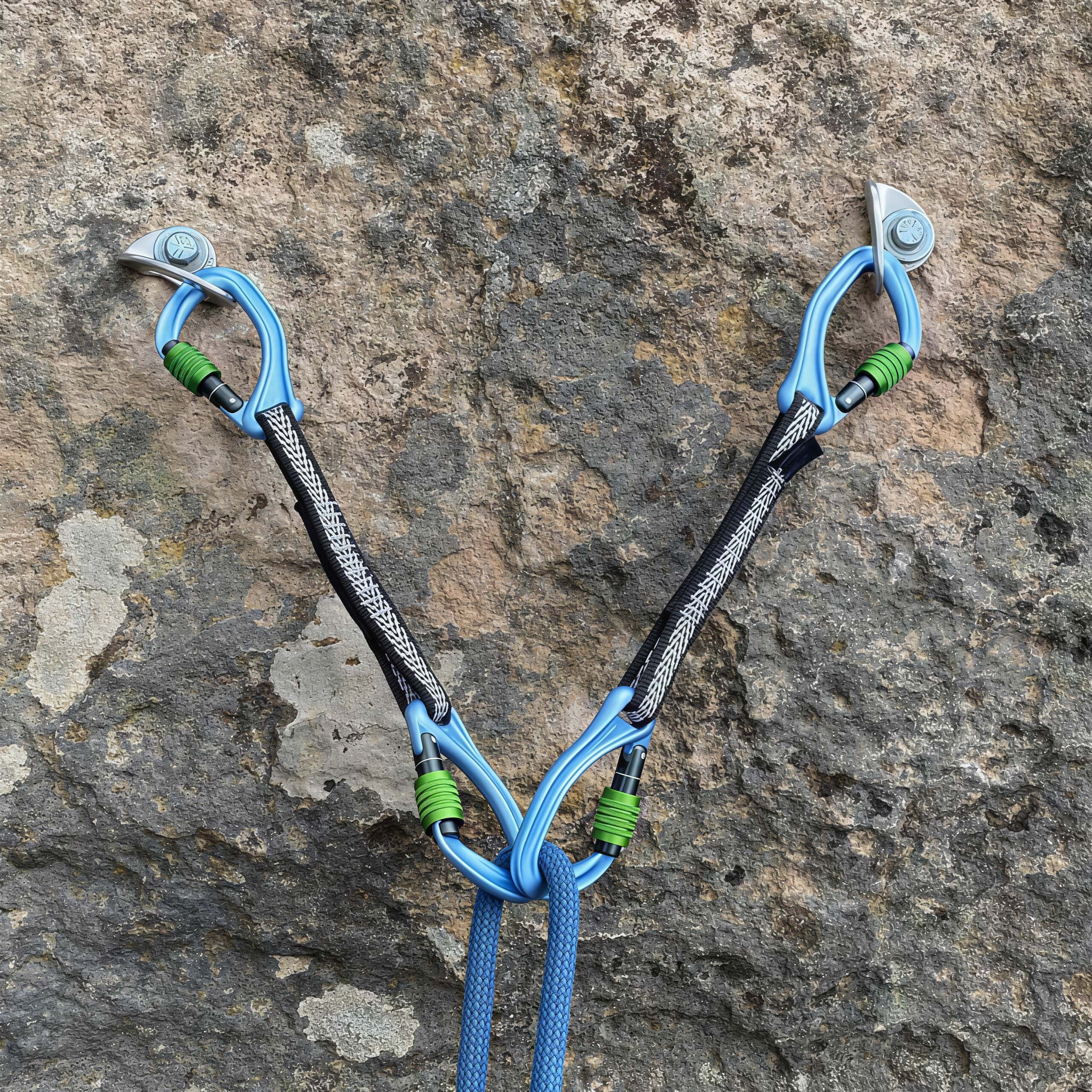 Locking Anchor Draw – Screw-Lock Carabiners Both Ends, Captured-Eye Design, 22kN