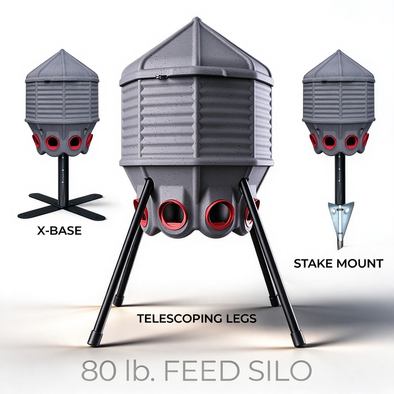 80 lb Feed Silo – Gravity-Fed, Rodent-Resistant Mount Options, Rust-Proof HDPE
