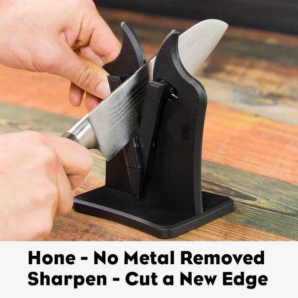 Knife Sharpener – Patented Spring-Loaded Bars, Auto-Adjusts 11°-21°, Works on All Knives