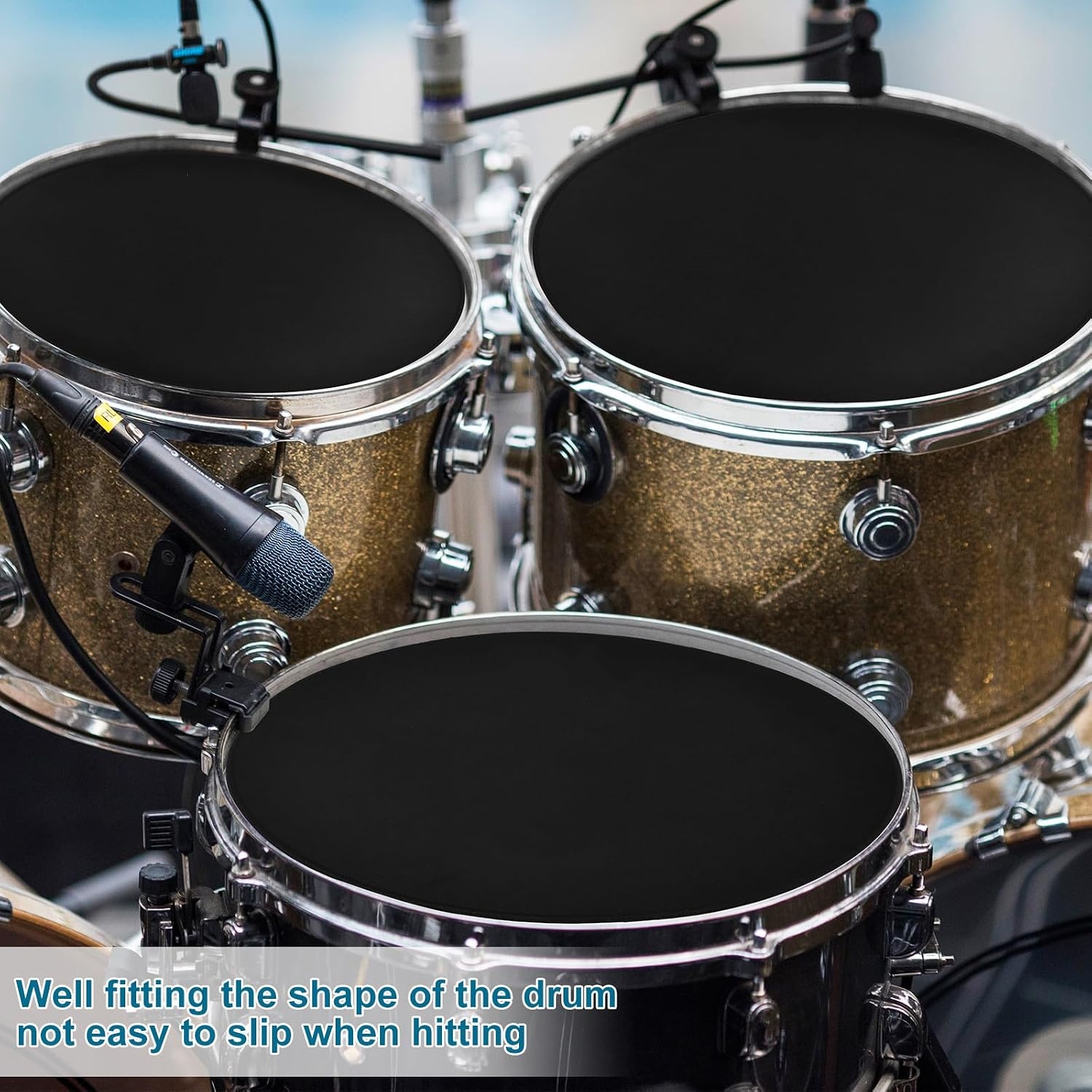 Drum Mute Pads – 11-Piece Kit with Cymbal Mutes, Fits 10/12/14/16" Drums, Reduces Noise by 80%