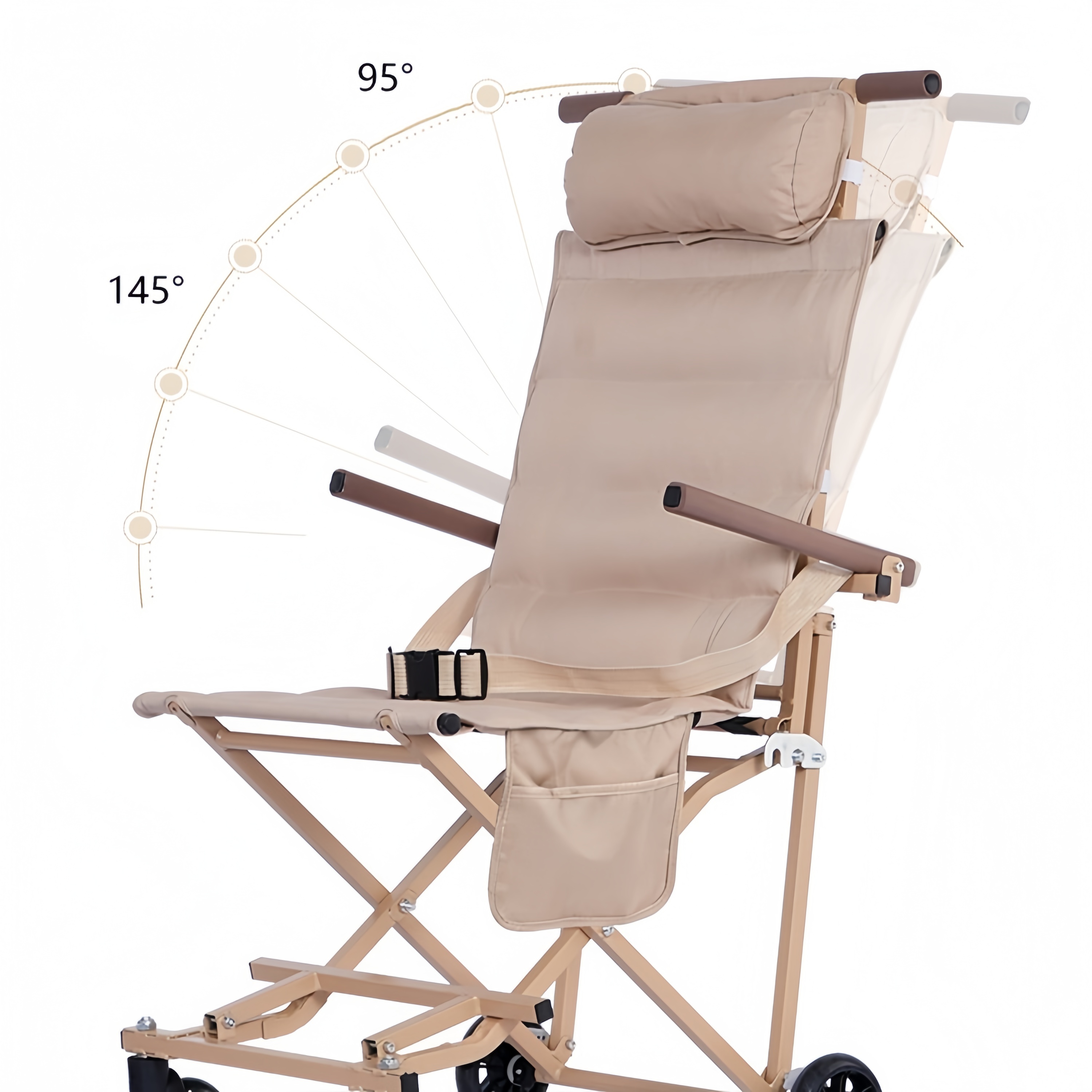 Foldable Chair Cart – Portable Seating & Push Cart for Travel, Shopping, Camping & Recovery, 3 Sizes
