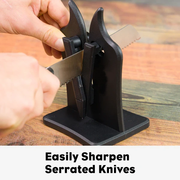 Knife Sharpener – Patented Spring-Loaded Bars, Auto-Adjusts 11°-21°, Works on All Knives