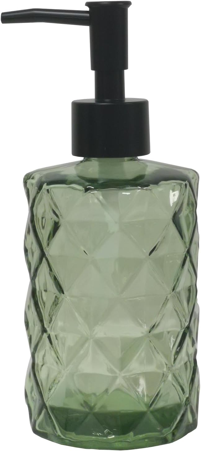 Grey Glass Soap Dispenser with Black Plastic Pump