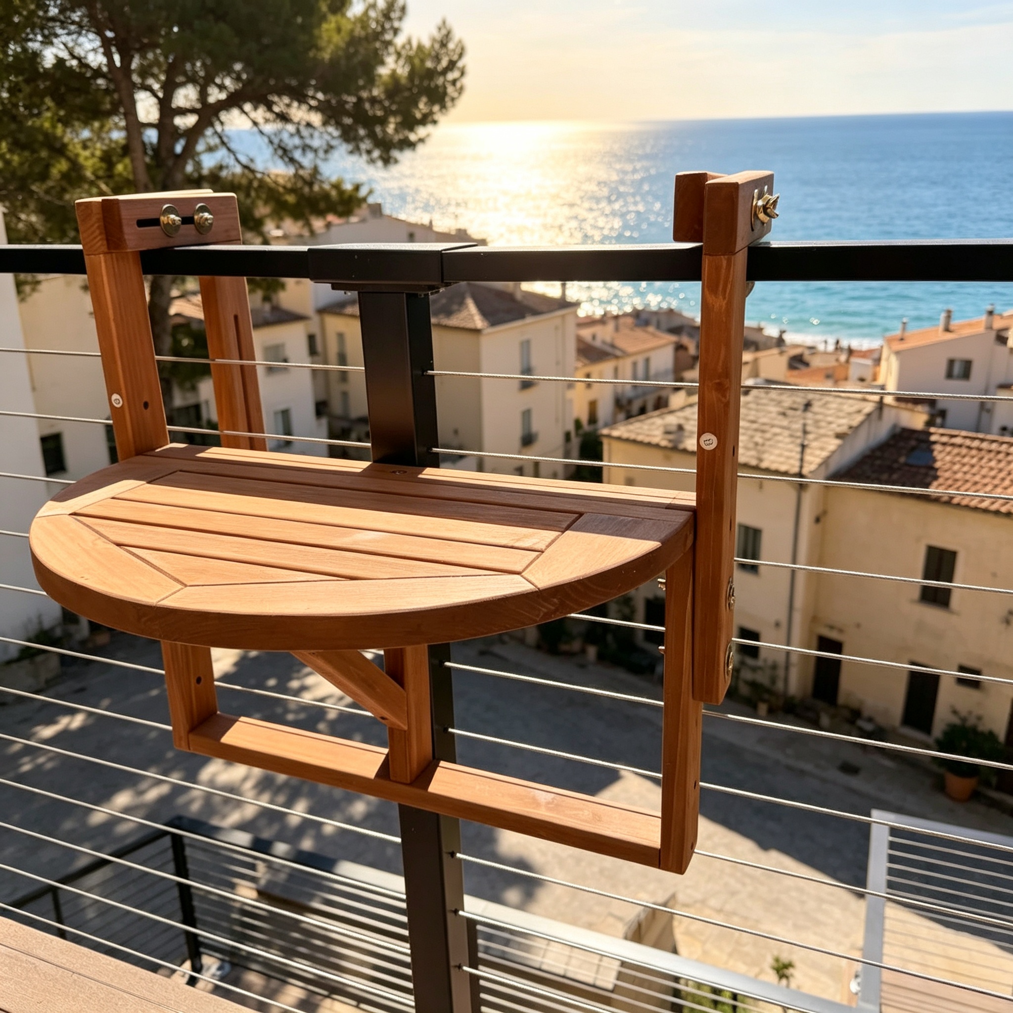 Your Balcony Table – Hangs on the Railing, Folds Away