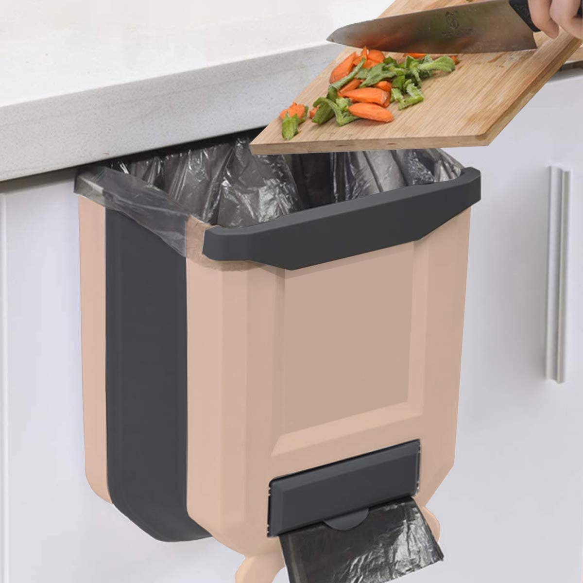 Wall-mounted kitchen trash can
