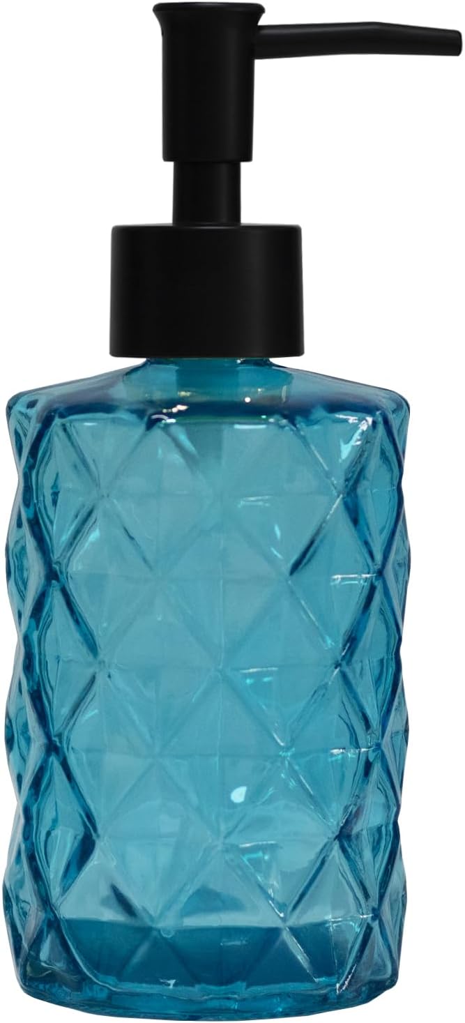 Grey Glass Soap Dispenser with Black Plastic Pump