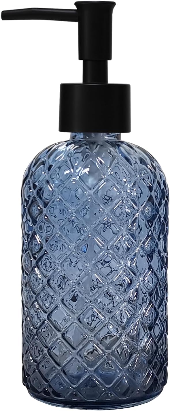 Grey Glass Soap Dispenser with Black Plastic Pump