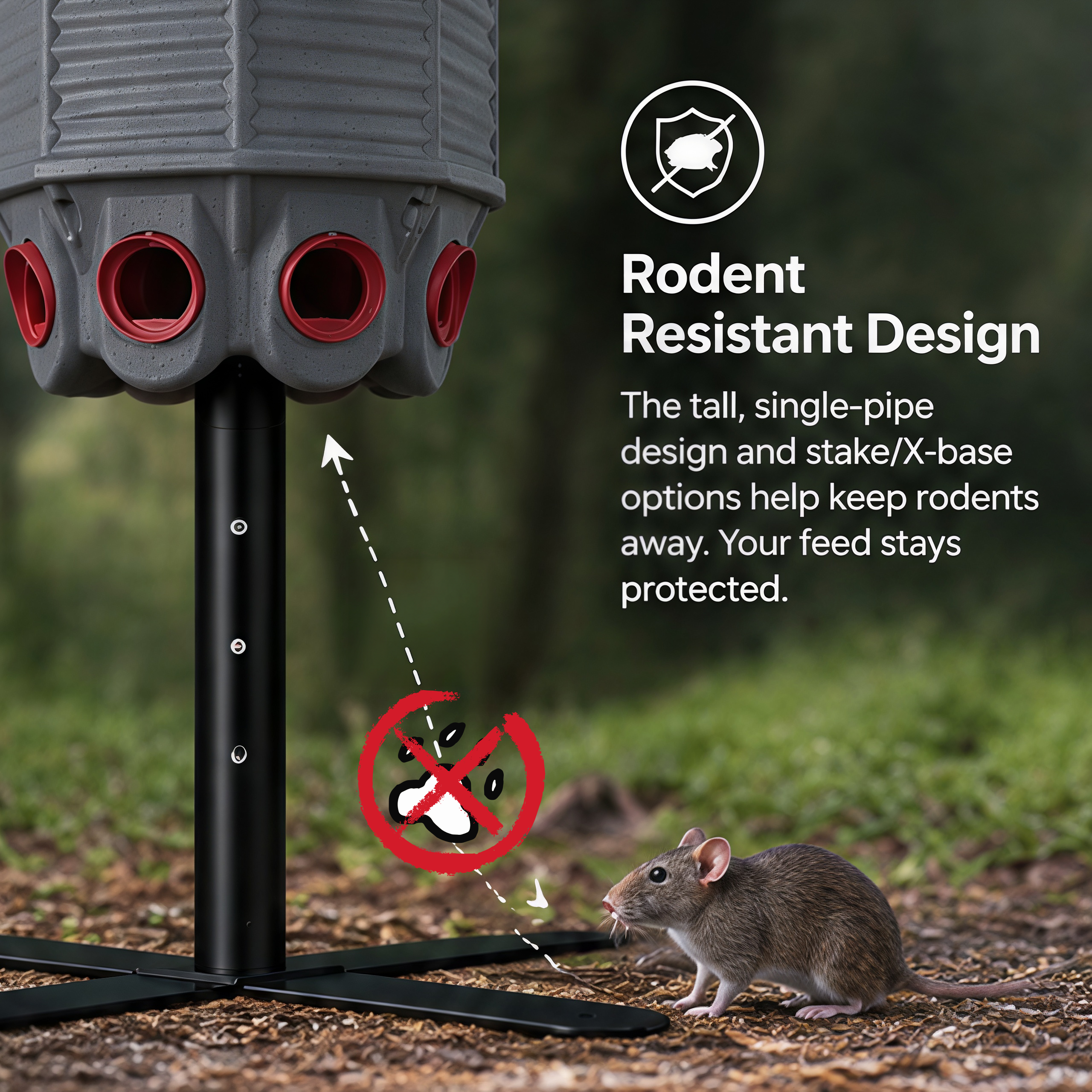 80 lb Feed Silo – Gravity-Fed, Rodent-Resistant Mount Options, Rust-Proof HDPE