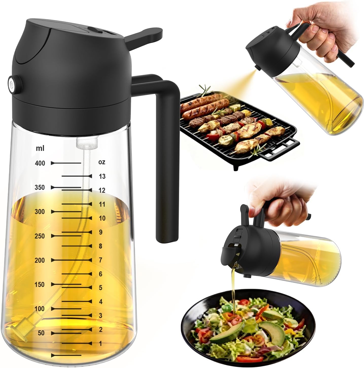 16oz/470ml Glass Olive Oil Sprayer for Cooking