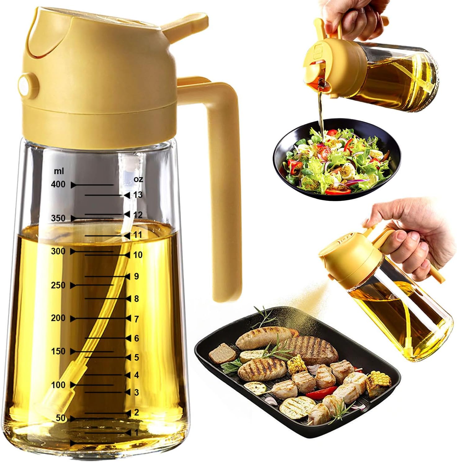 16oz/470ml Glass Olive Oil Sprayer for Cooking