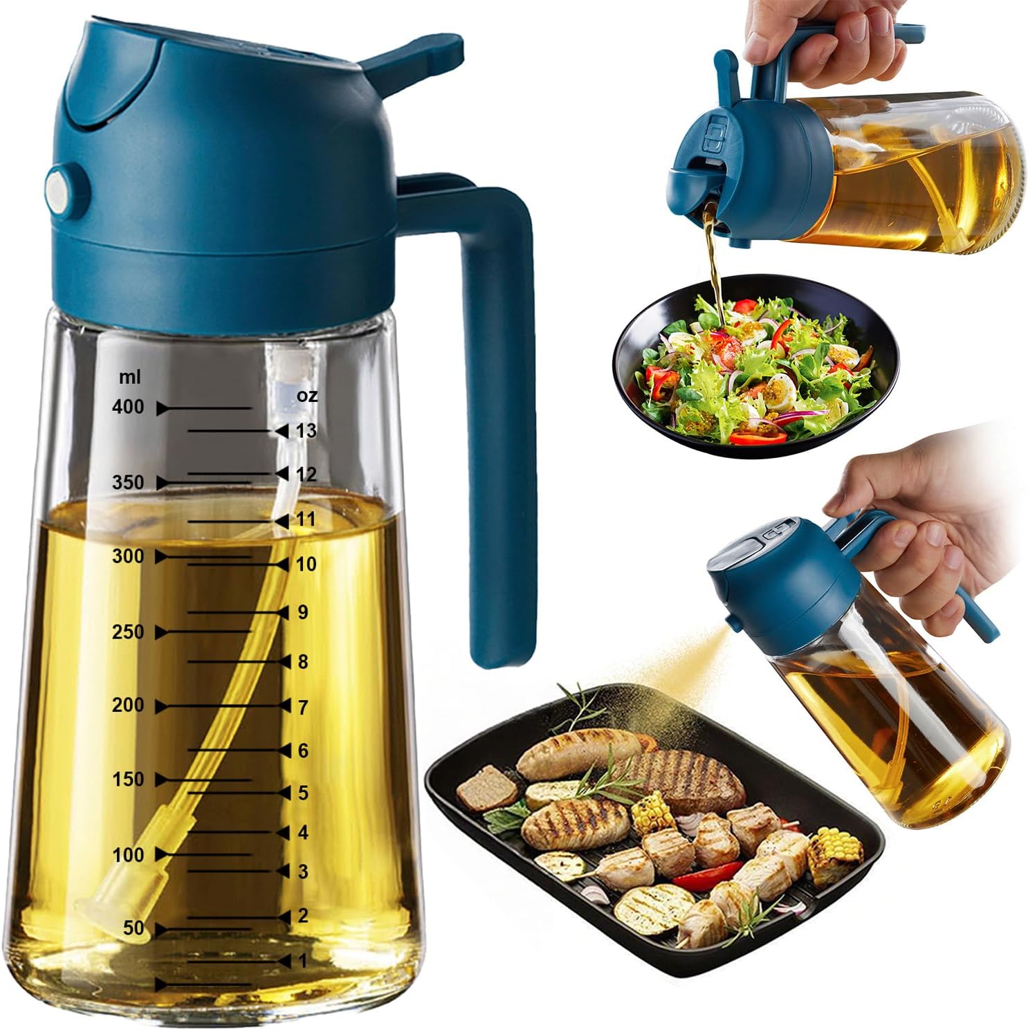 16oz/470ml Glass Olive Oil Sprayer for Cooking