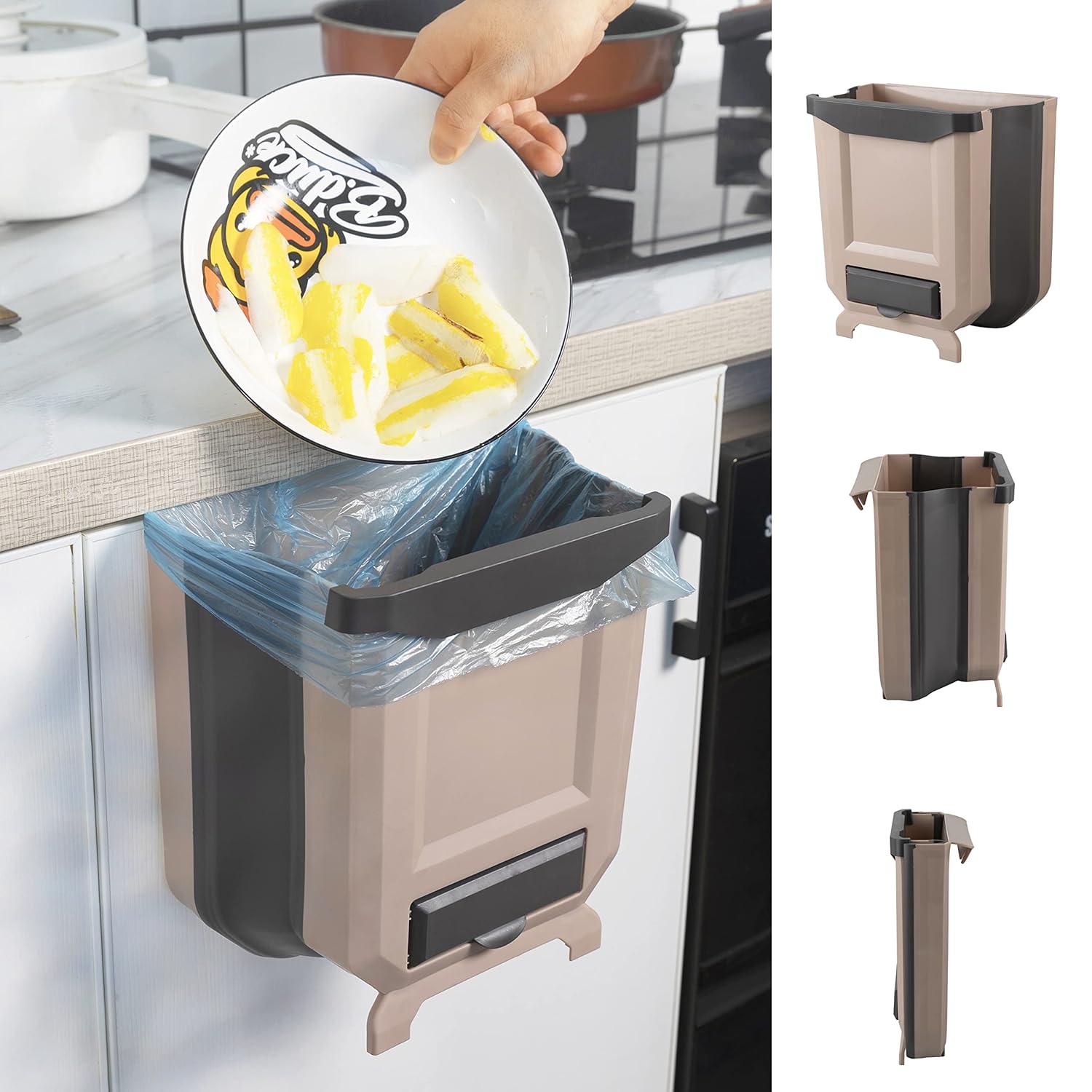 Wall-mounted kitchen trash can