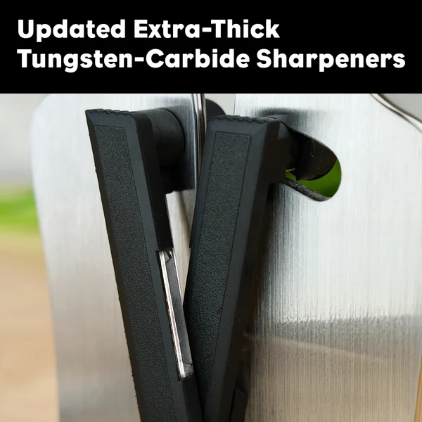 Knife Sharpener – Patented Spring-Loaded Bars, Auto-Adjusts 11°-21°, Works on All Knives