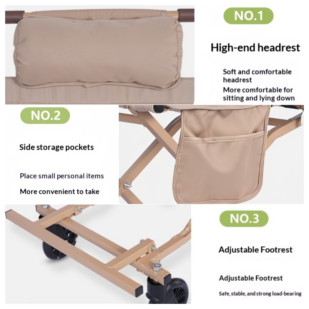Foldable Chair Cart – Portable Seating & Push Cart for Travel, Shopping, Camping & Recovery, 3 Sizes