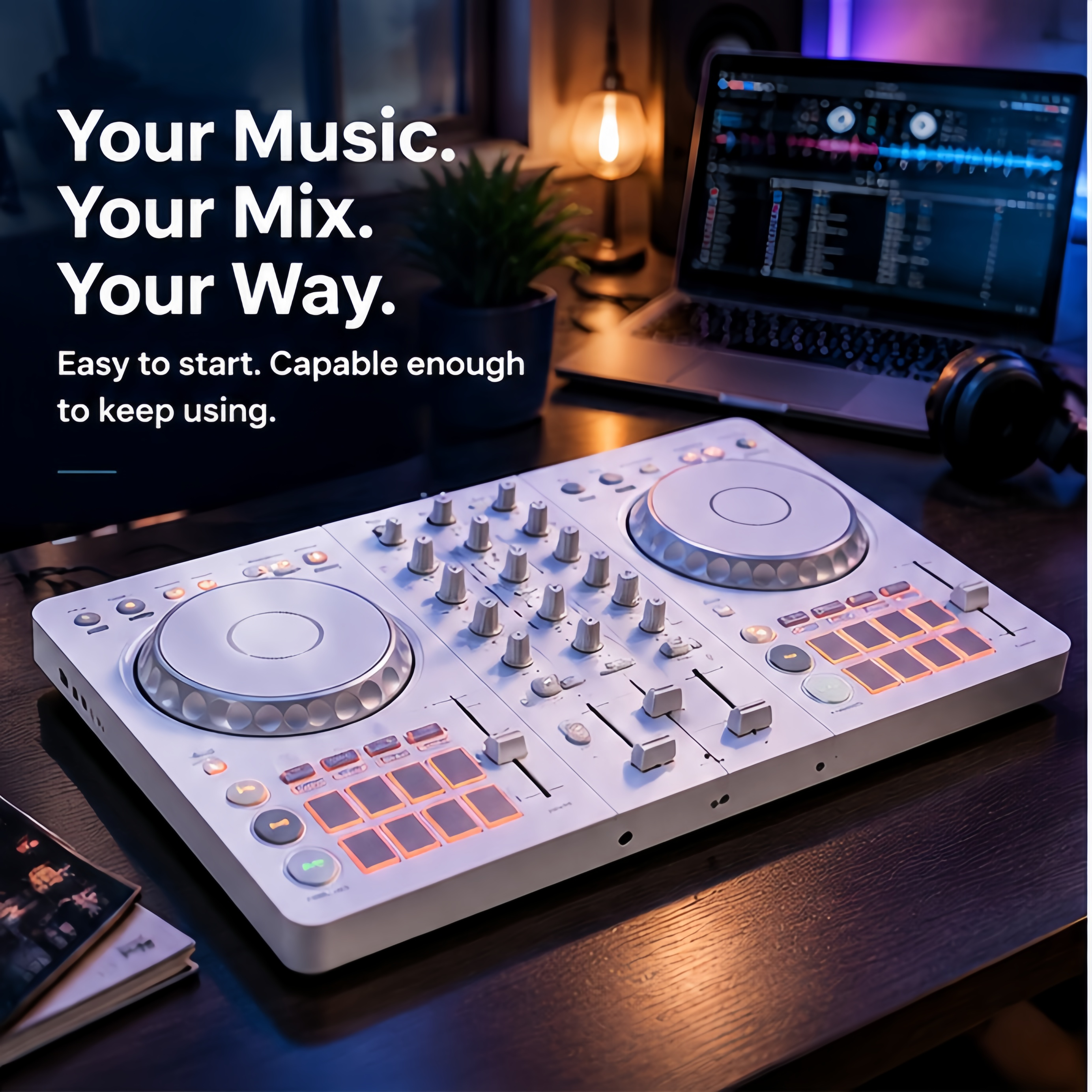2-Channel DJ Controller for rekordbox & Serato – Compact with Smart Mixing Features
