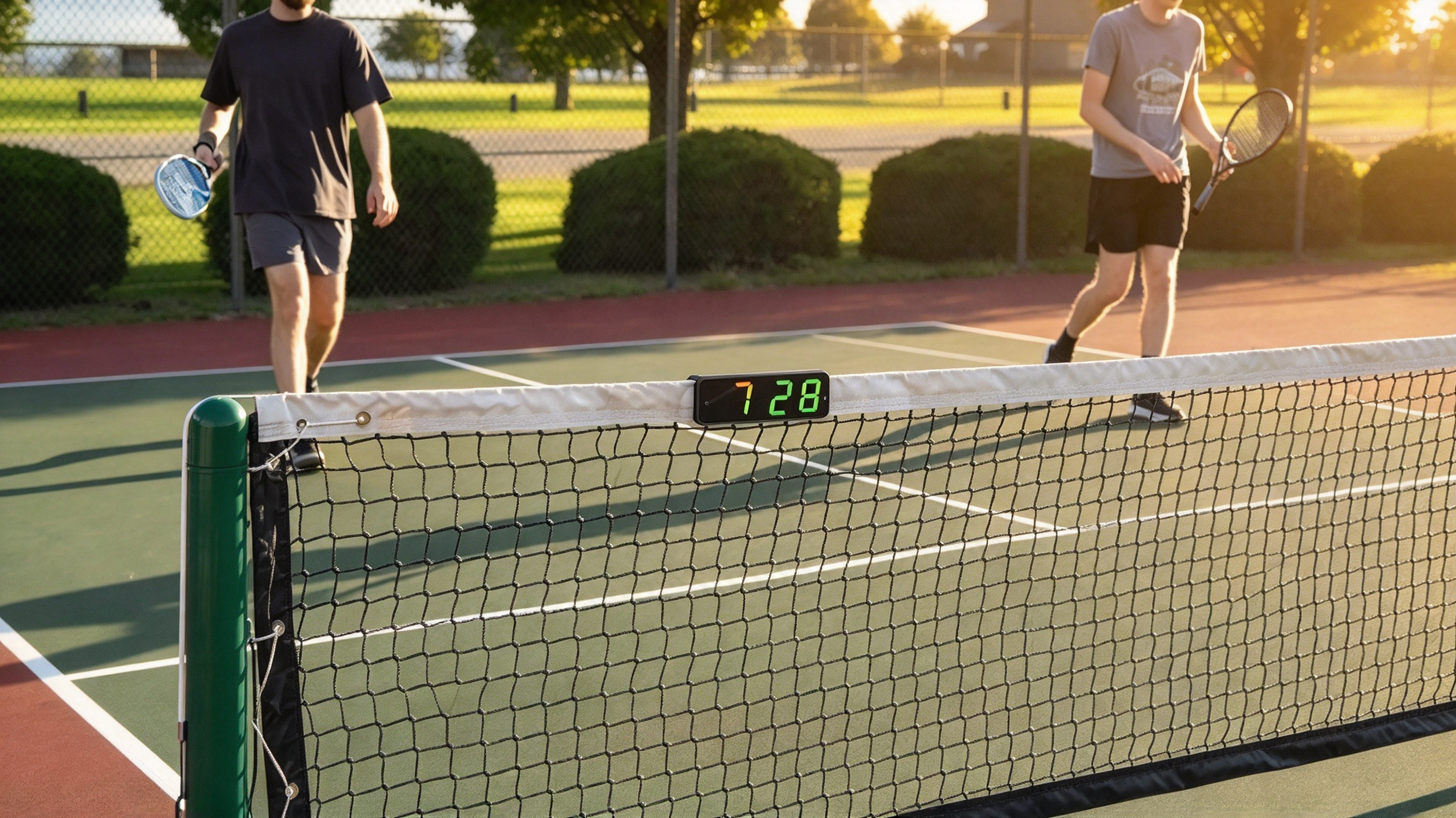 Net-Mounted Pickleball Scoreboard, Double-Sided, Wristband-Controlled