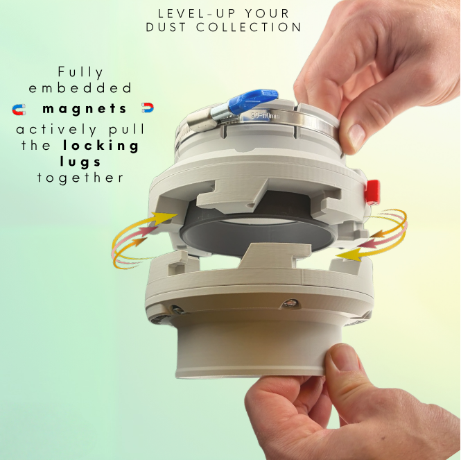 4" Magnetic Quick-Lock Dust Collection Connector Kit – Fast Tool Switching for Woodworking