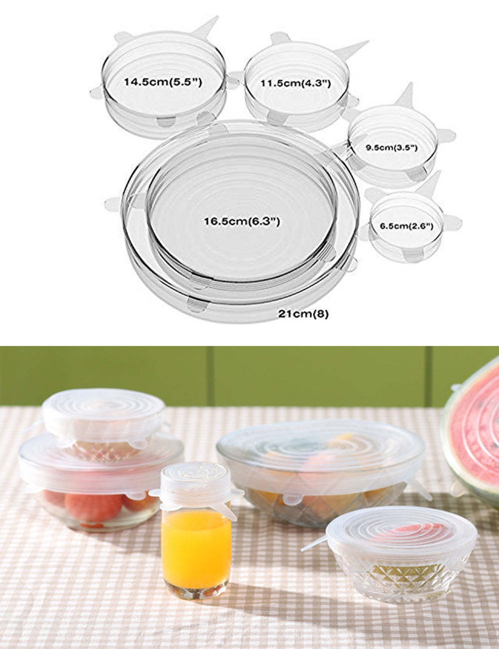 silicone fresh-keeping lid 6-piece set