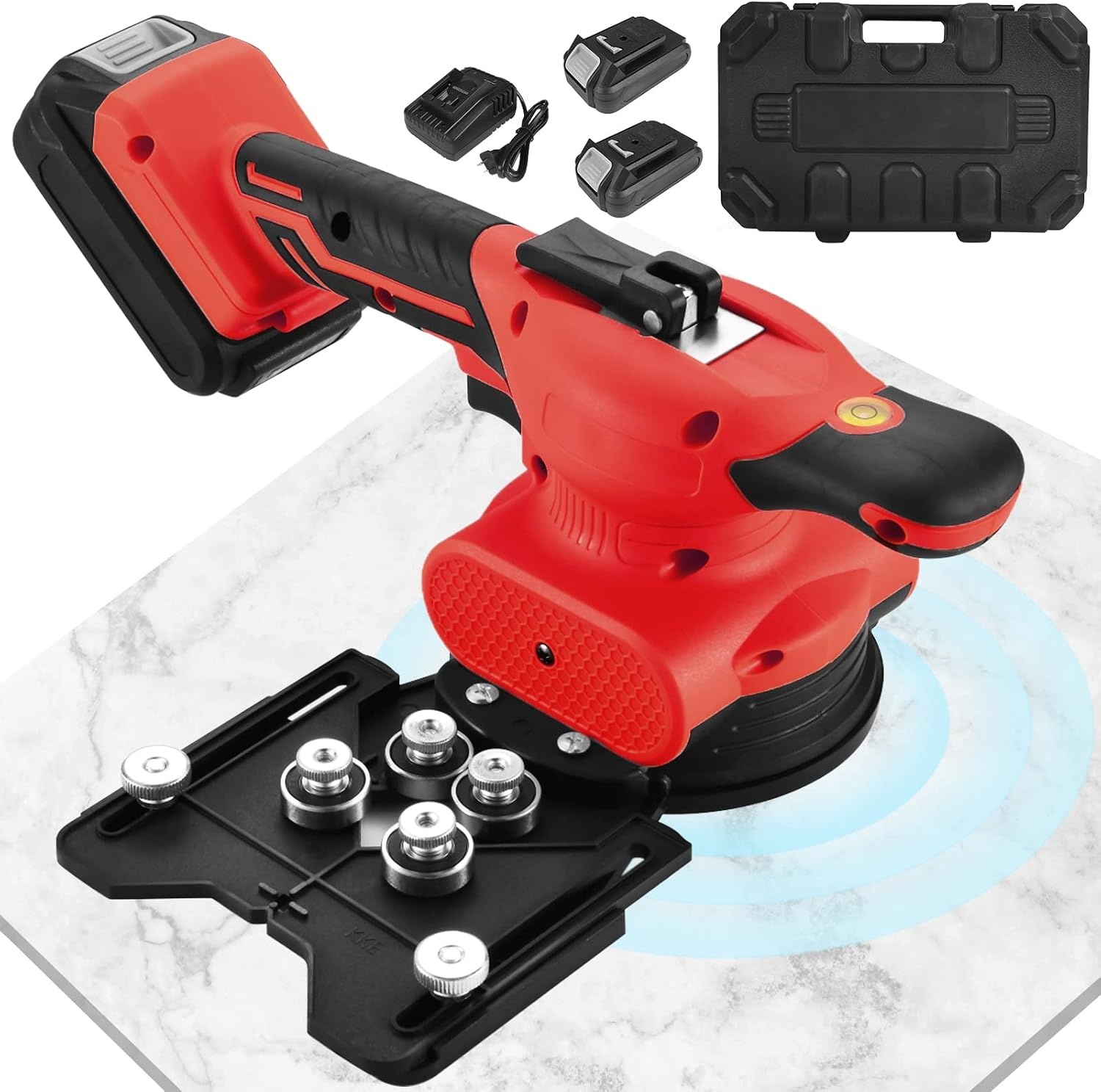 Cordless Tile Vibrator Leveling Tool-Smart Tile Installation Assistant with Suction Cup & Drill Guide