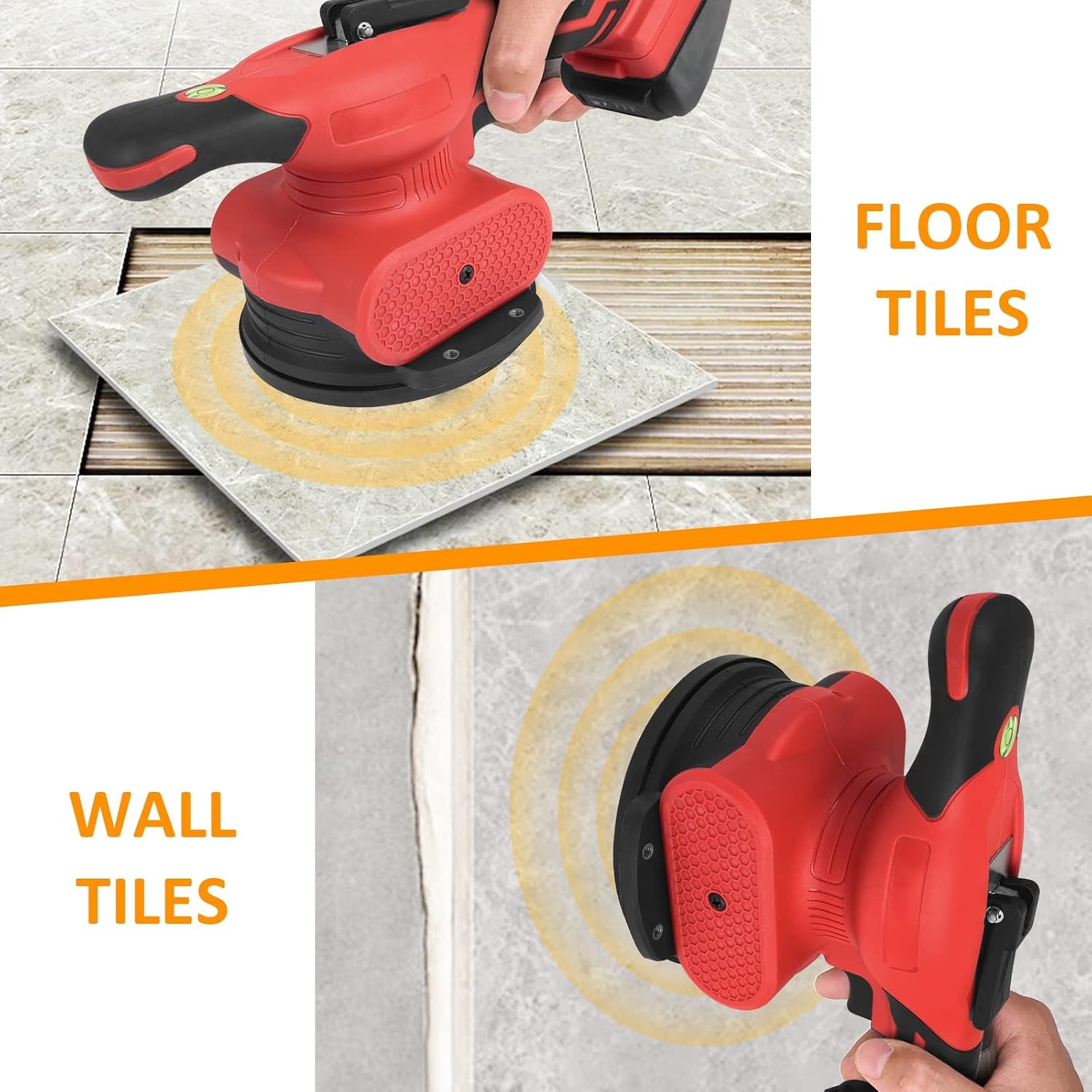 Cordless Tile Vibrator Leveling Tool-Smart Tile Installation Assistant with Suction Cup & Drill Guide