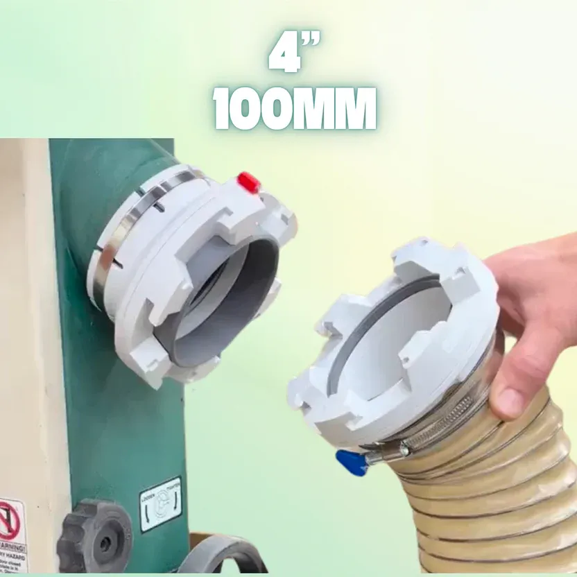 4" Magnetic Quick-Lock Dust Collection Connector Kit – Fast Tool Switching for Woodworking