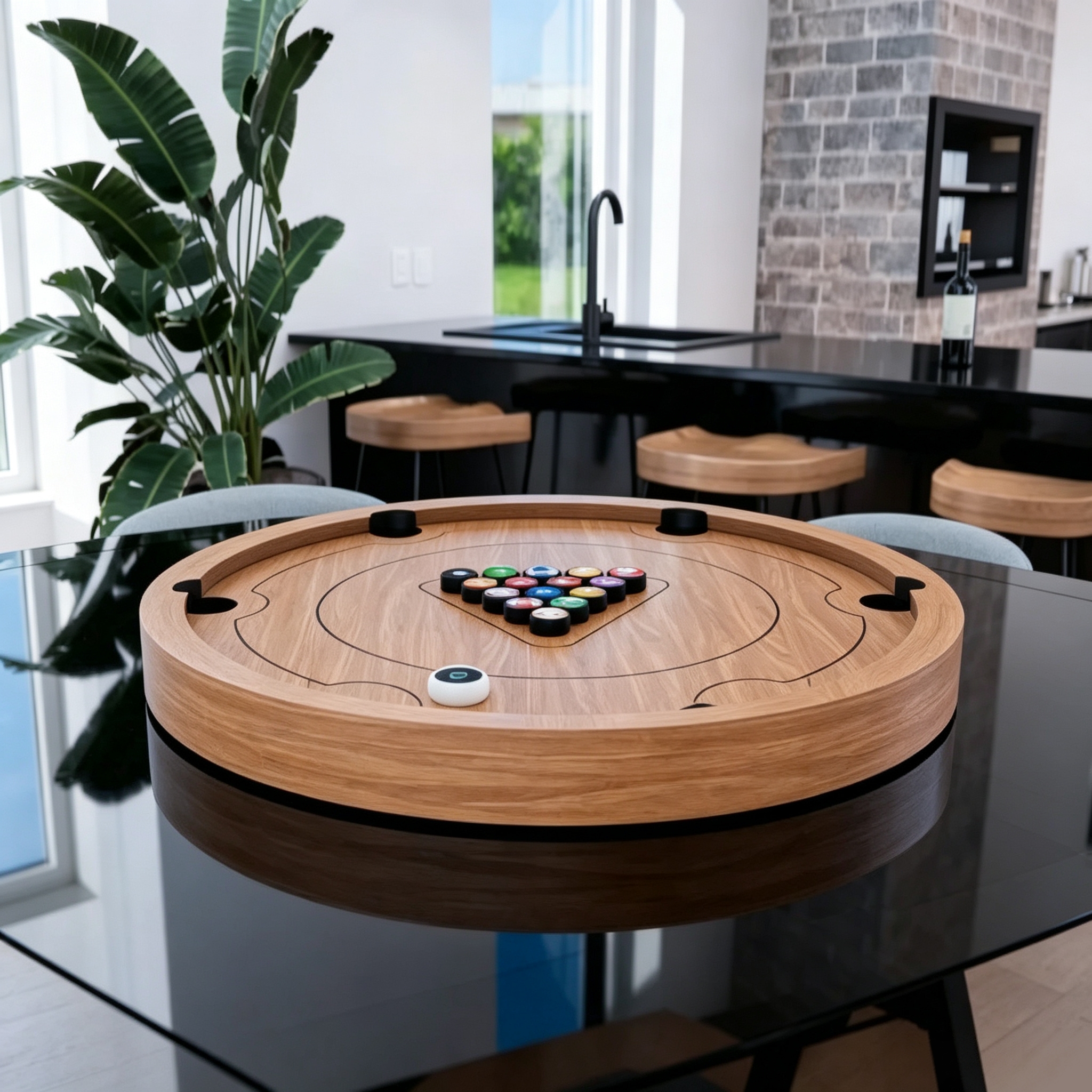 Portable round tabletop pool game