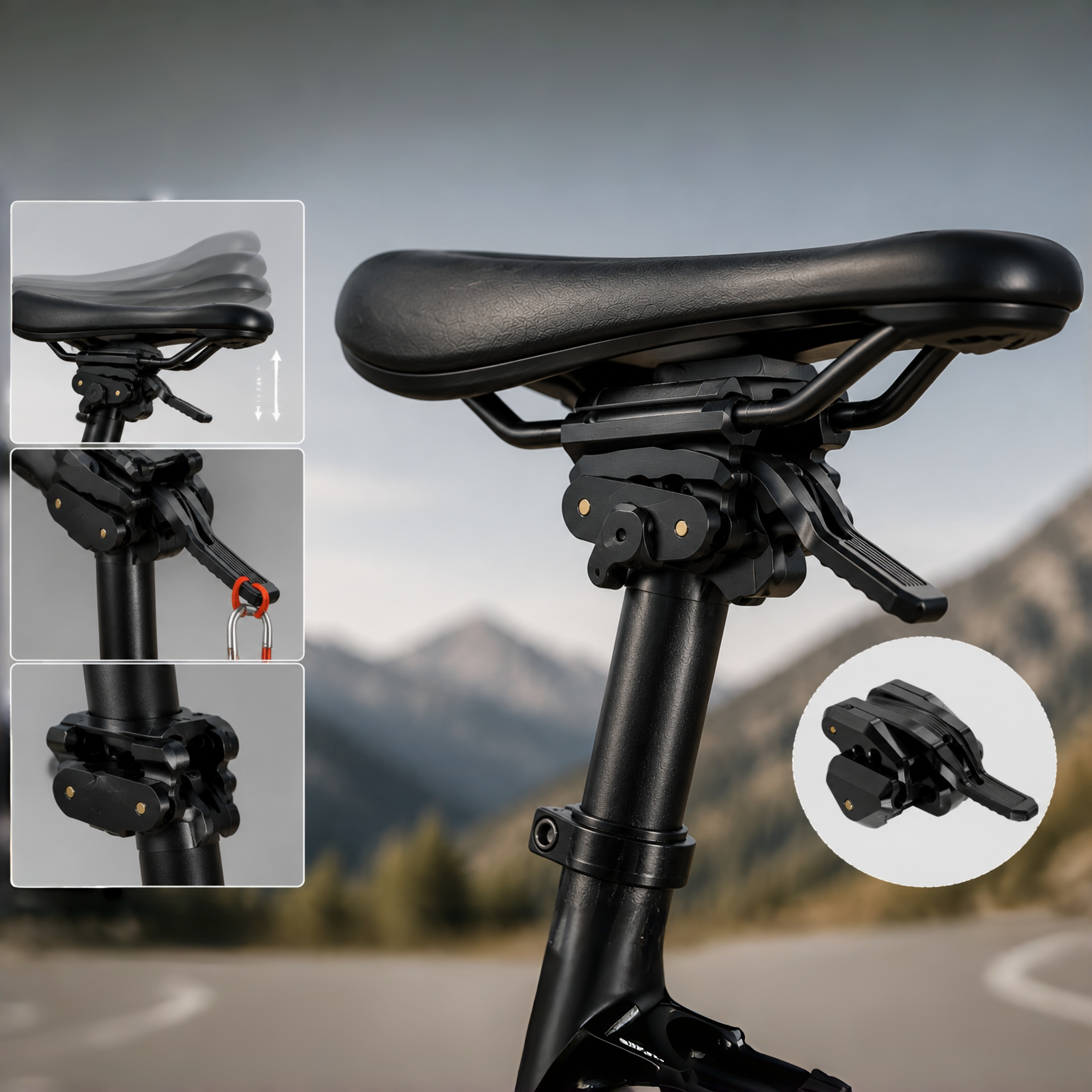 On‑the‑Fly Seat Angle Adjuster – 8 Positions, 35° Tilt Range
