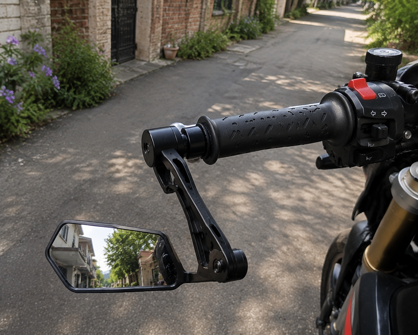 Integrated Hand Guard Mirrors – Lever Protection & Rear Visibility