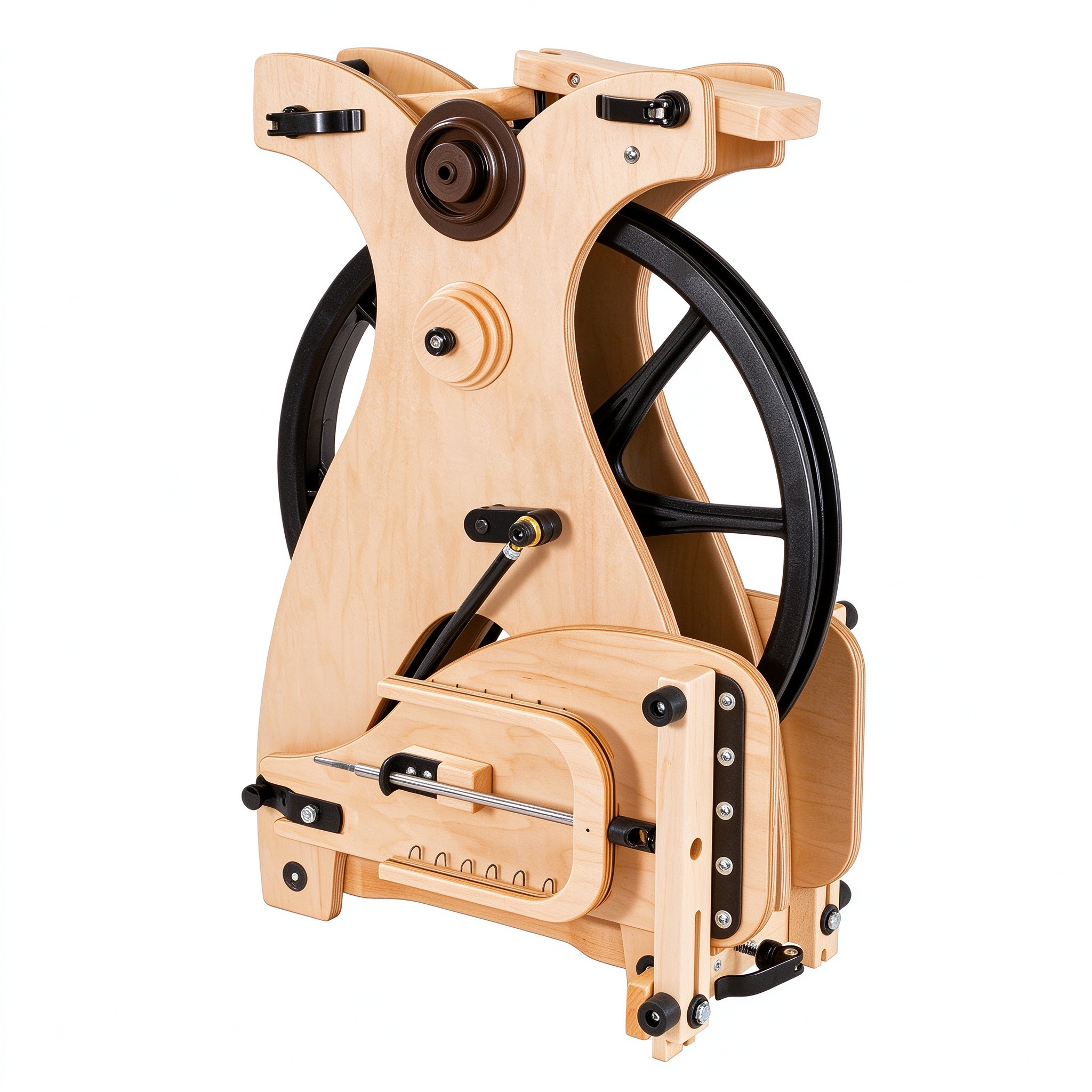 Spinning wheel folded flat for travel
